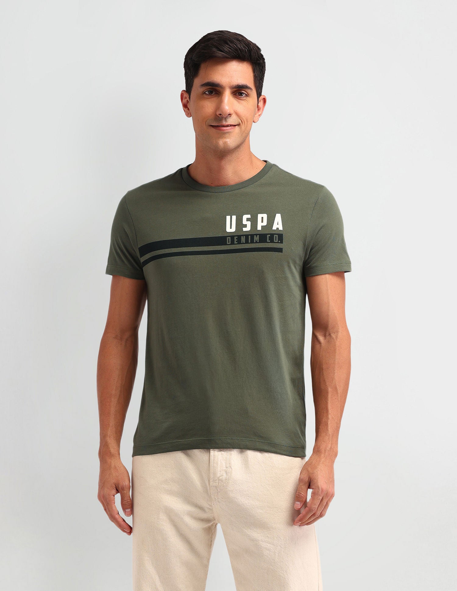Outdoor Muscle Fit Brand T-Shirt Olive - U.S. POLO ASSN. | Large