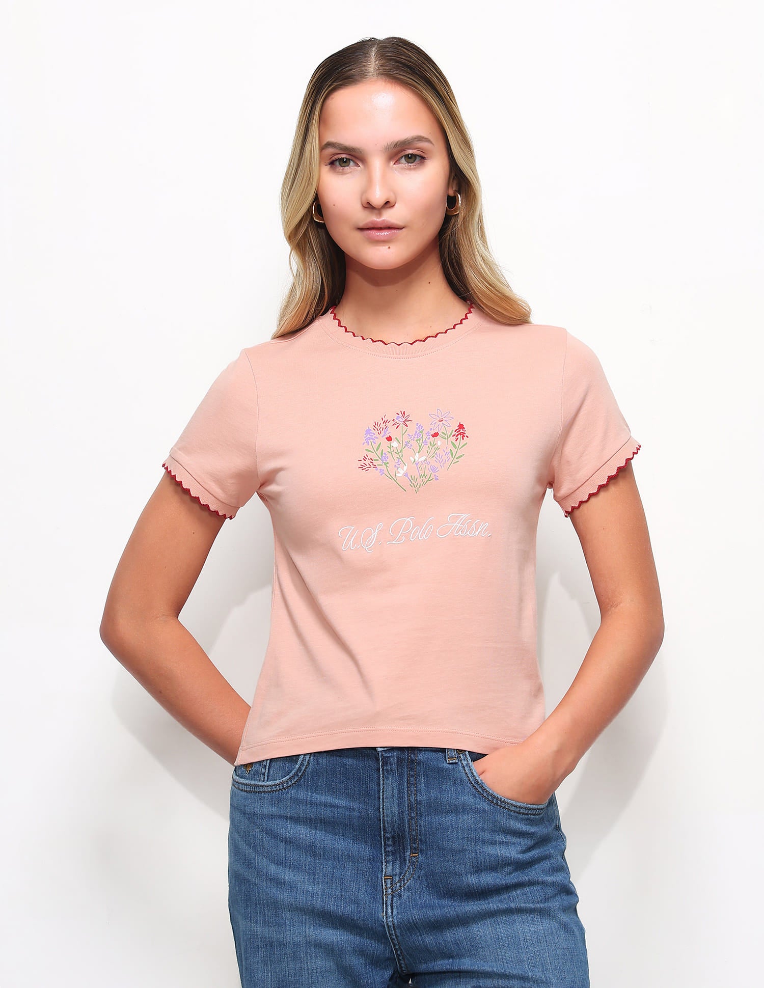 Snug Fit Printed T-Shirt Pink - U.S. Polo Assn. India | Large