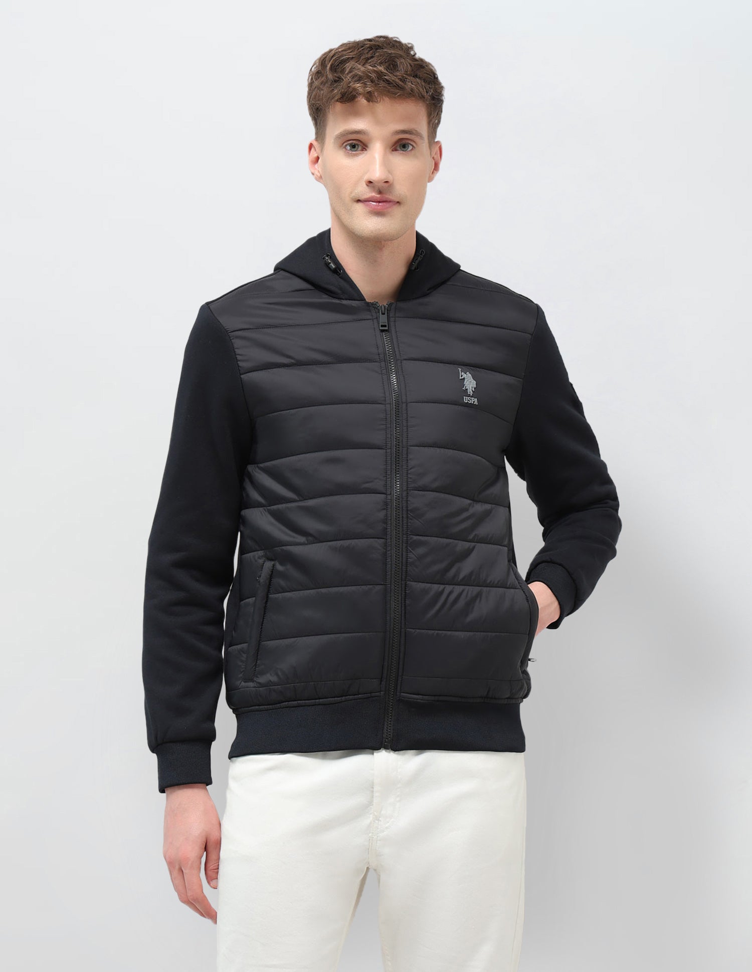 Solid Regular Fit Puffer Jacket Black - U.S. POLO ASSN. | Large