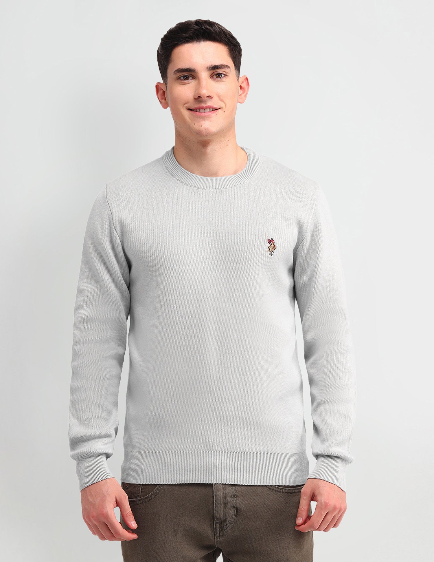 Solid Regular Fit Sweater Grey - U.S. POLO ASSN. | Large