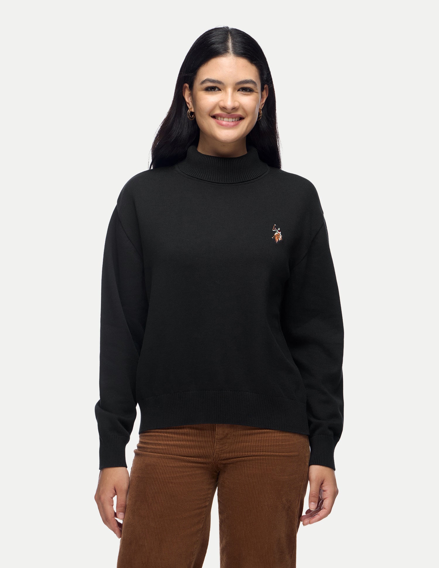 Solid Regular Fit Sweater Black - U.S. Polo Assn. India | Large