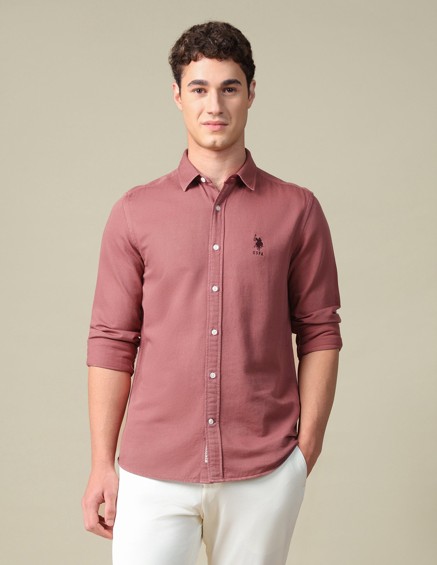Solid Regular Fit Shirt Rust - U.S. Polo Assn. India | Large