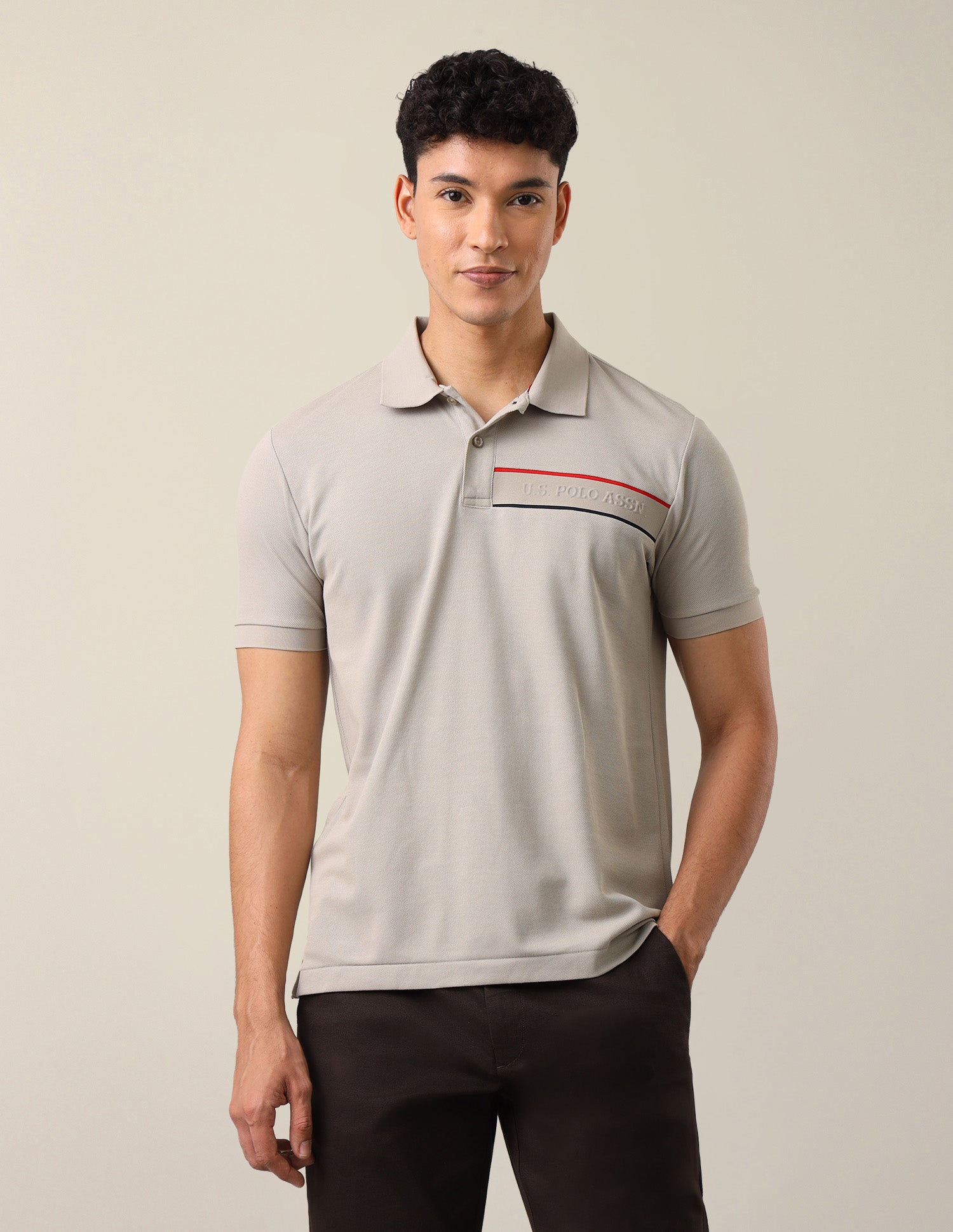 Solid Slim Fit Polo Shirt Grey - U.S. Polo Assn. India | Large