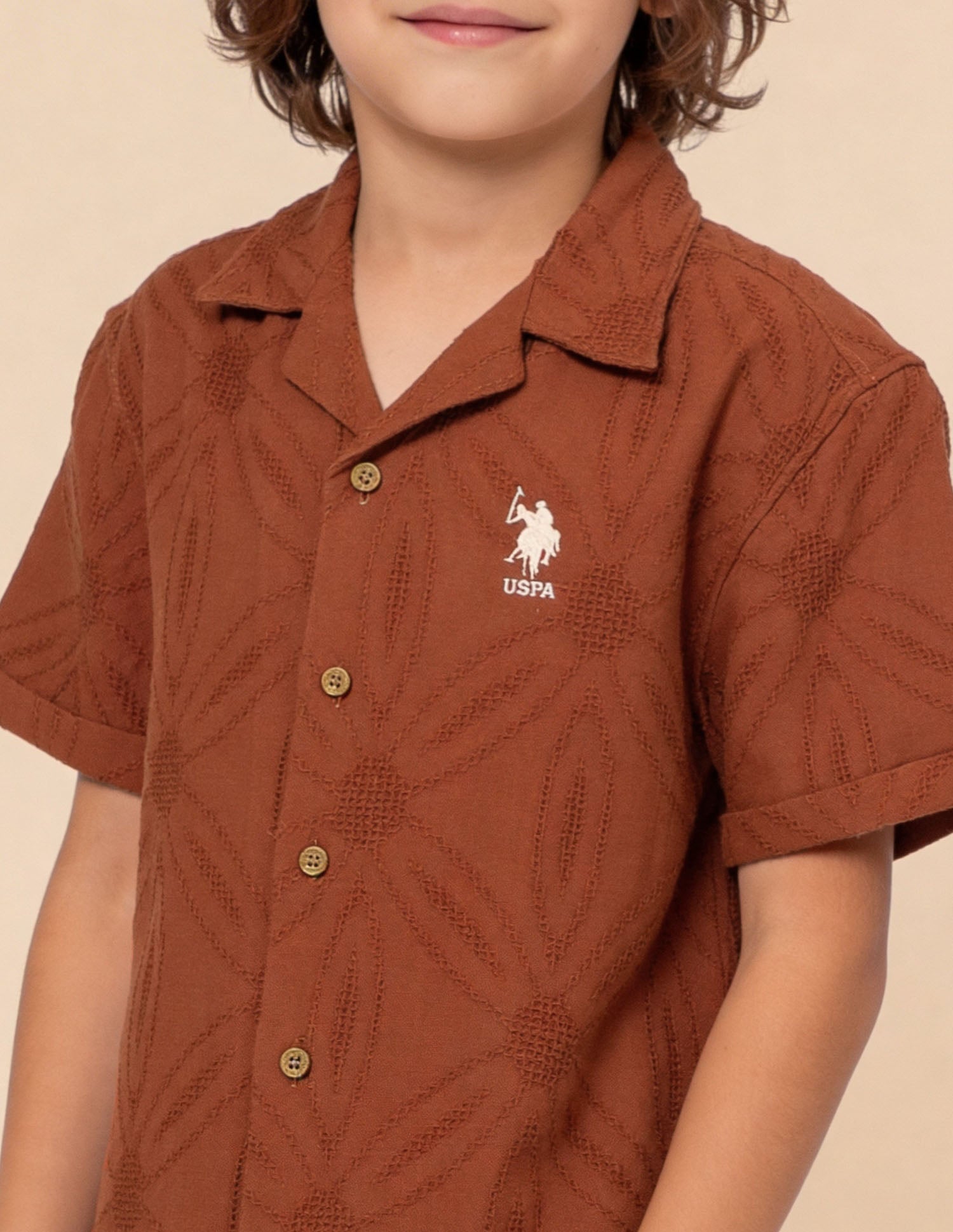 Self Design Floral Camp Shirt Rust - U.S. Polo Assn. India | Large