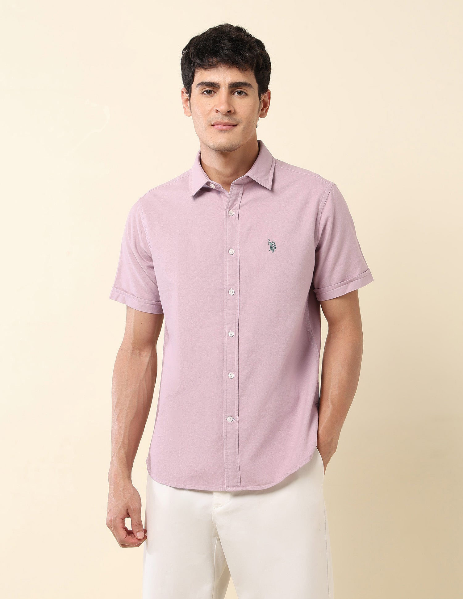 Tailored Fit Pure Cotton Oxford Shirt Lavender - U.S. Polo Assn. India | Large