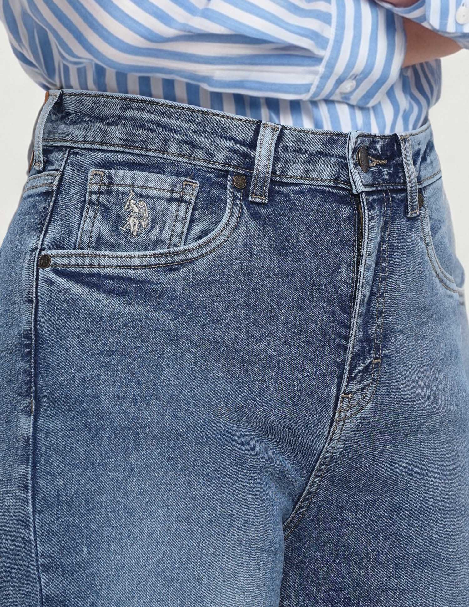 High Rise Straight Fit Jeans Blue - U.S. Polo Assn. India | Large