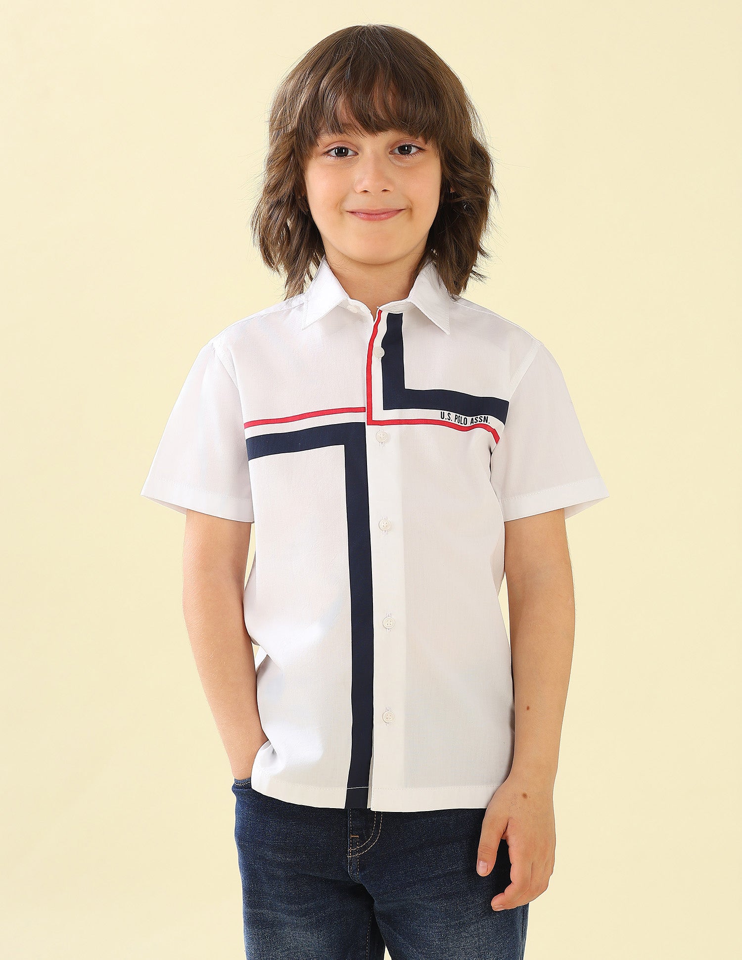 Vertical Striped Regular Fit Shirt White - U.S. Polo Assn. India | Large