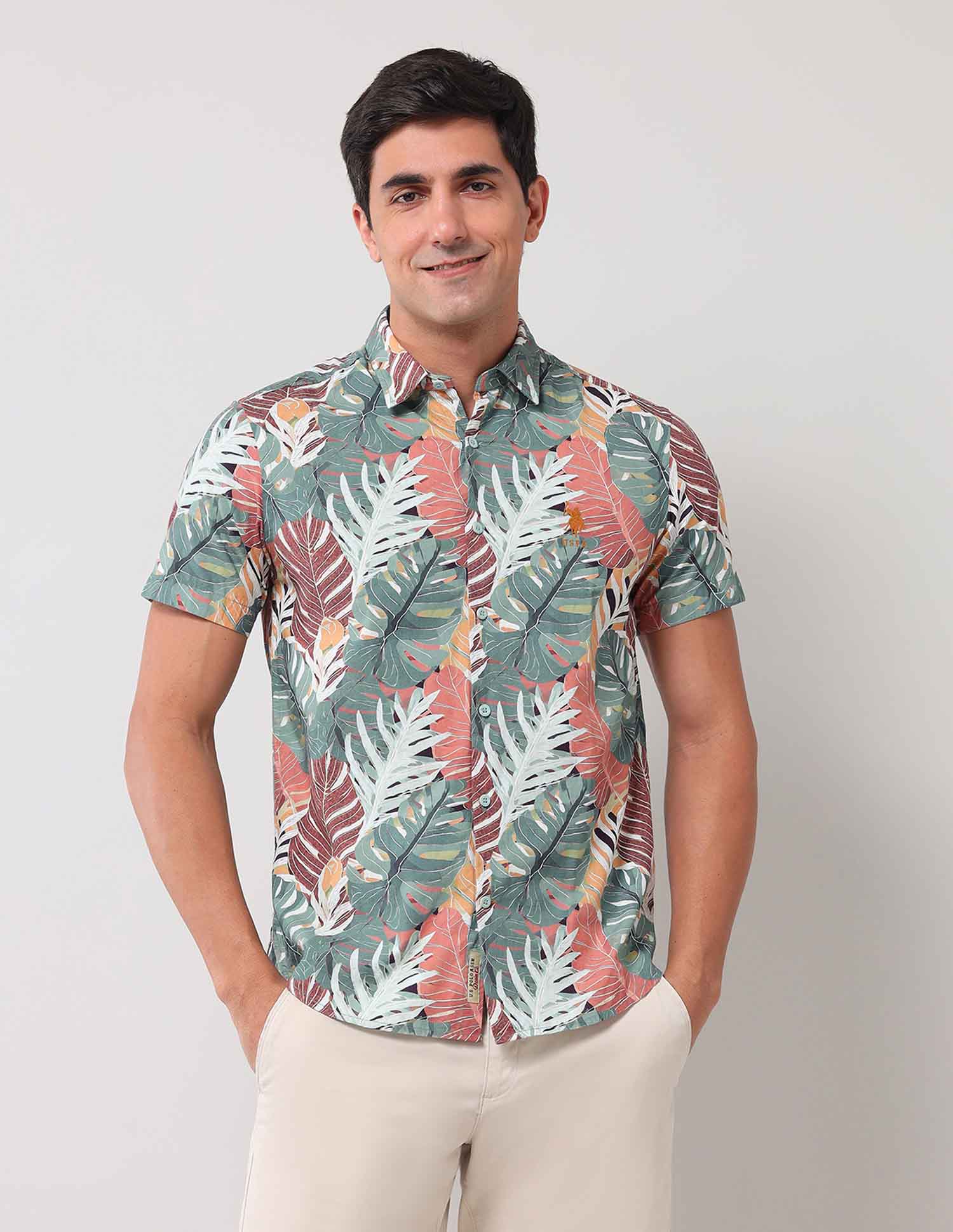 Regular Fit All-Over Shirt Mustard - U.S. Polo Assn. India | Large