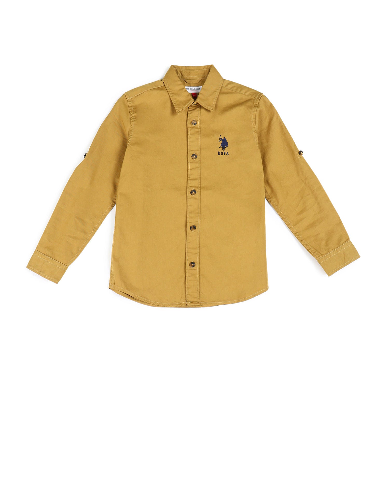 Boys Regular Fit Solid Shirt Mustard - U.S. POLO ASSN. | Large