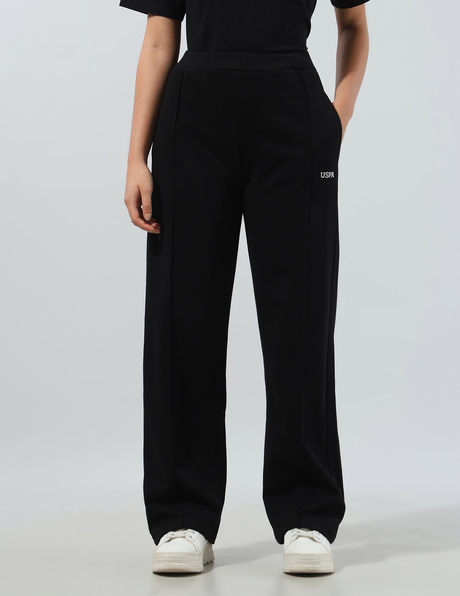 High Rise Straight Fit Sweatpants Black - U.S. Polo Assn. India | Large