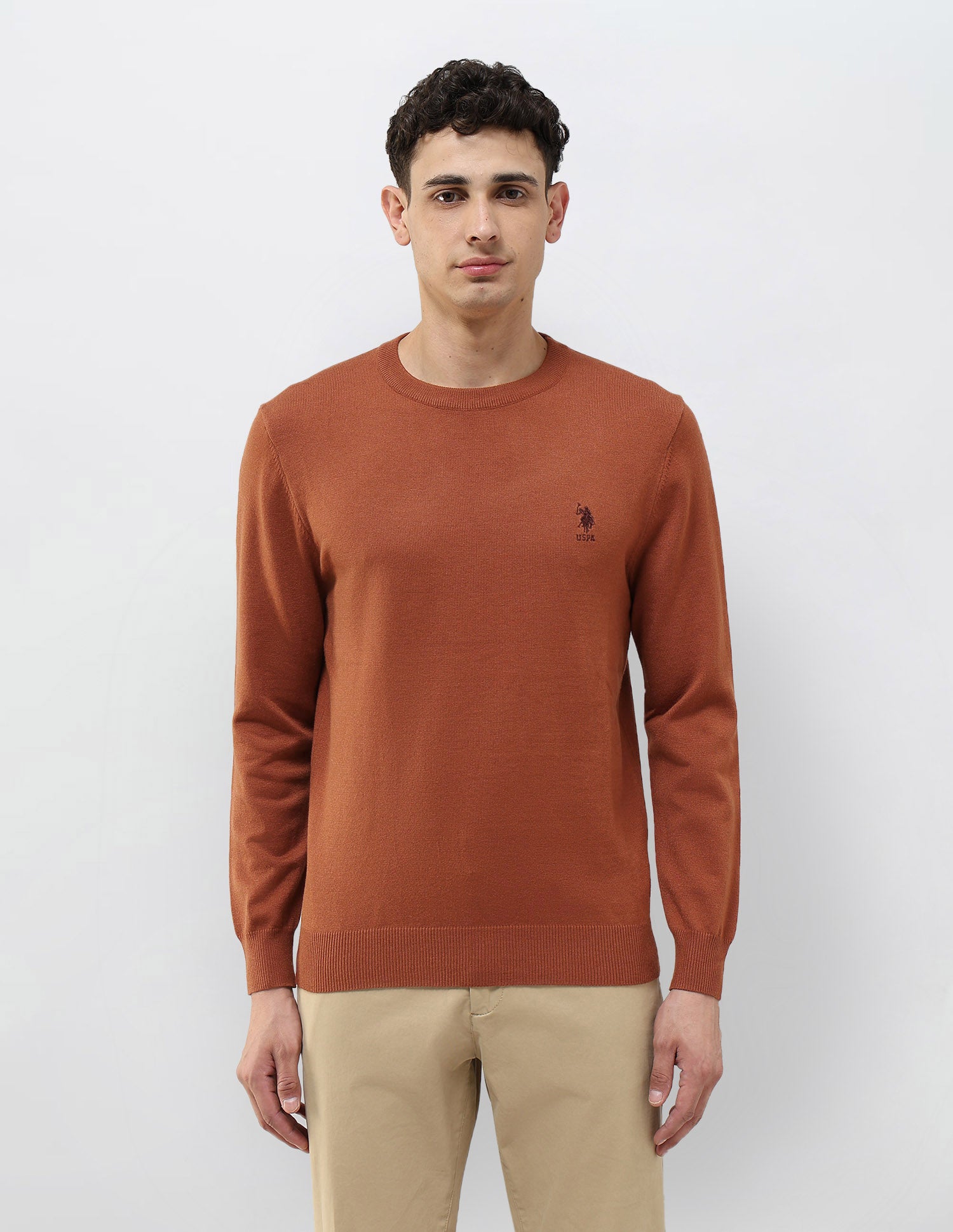 Solid Regular Fit Sweater Rust - U.S. POLO ASSN. | Large