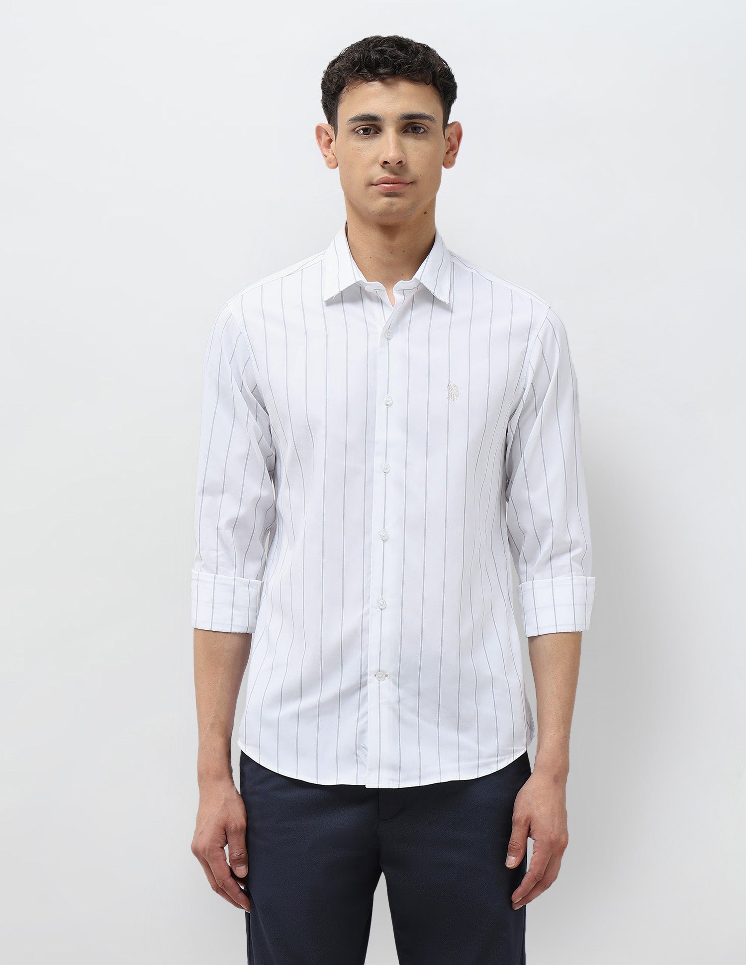 Vertical Striped Tailored Fit Shirt White - U.S. POLO ASSN. | Large