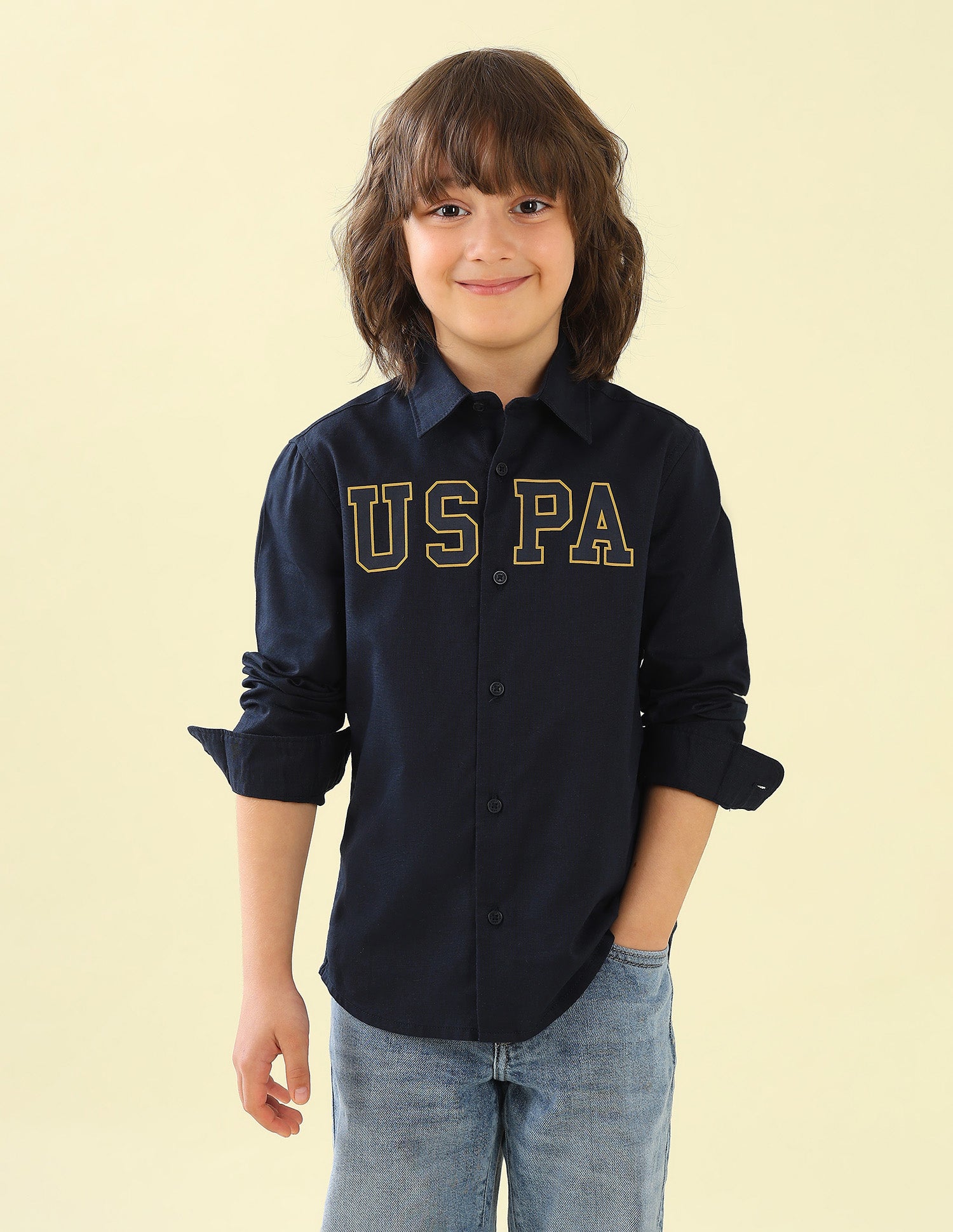 Brand Printed Regular Fit Shirt Navy - U.S. Polo Assn. India | Large