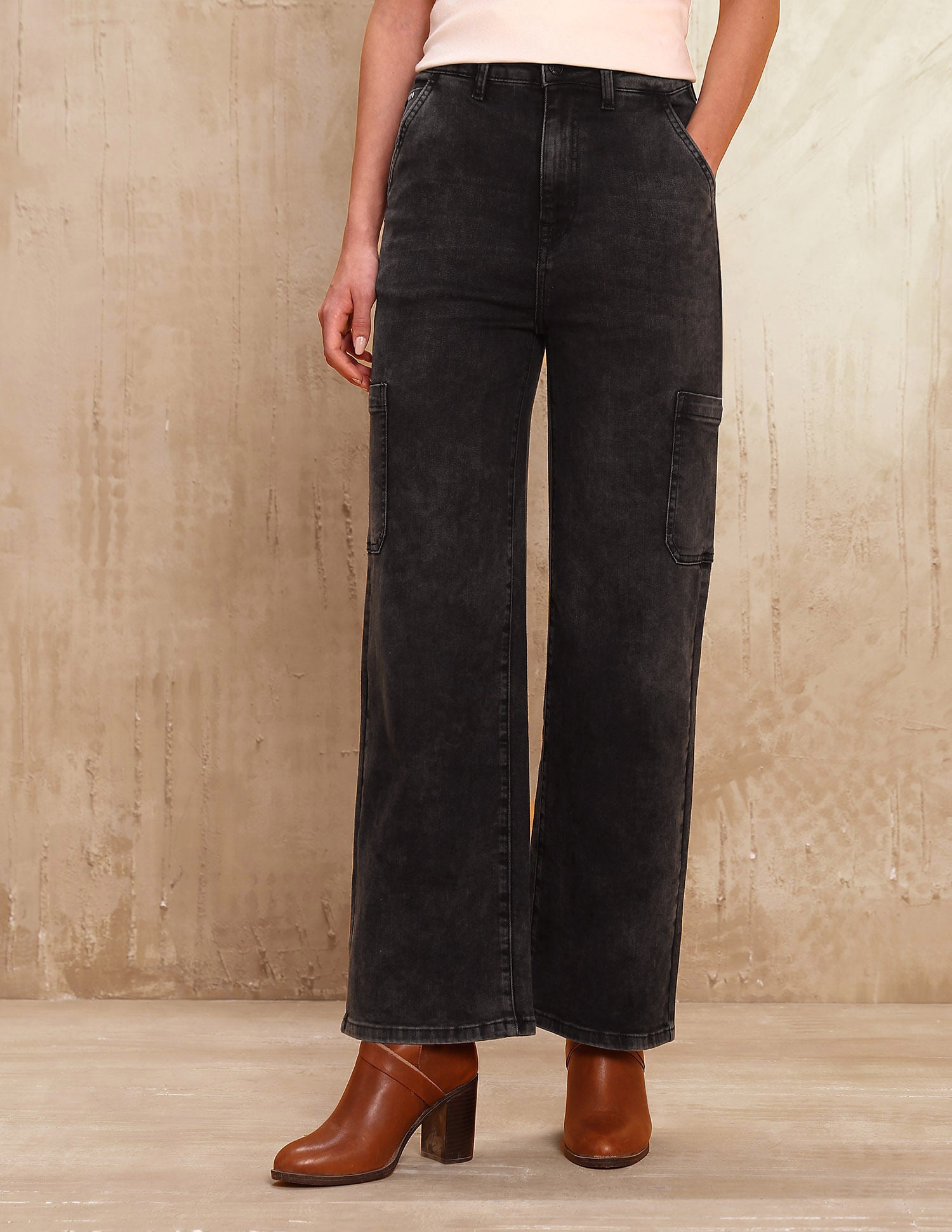 High Rise Wide Leg Fit Jeans Grey - U.S. POLO ASSN. | Large