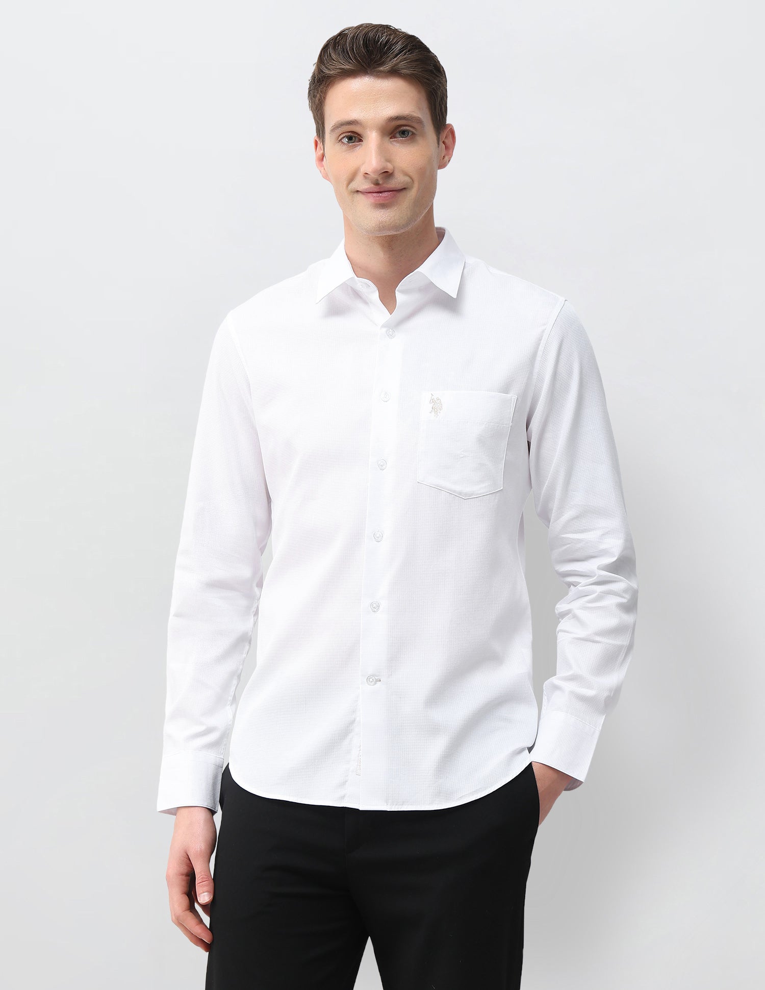 Textured Dobby Shirt White - U.S. Polo Assn. India | Large