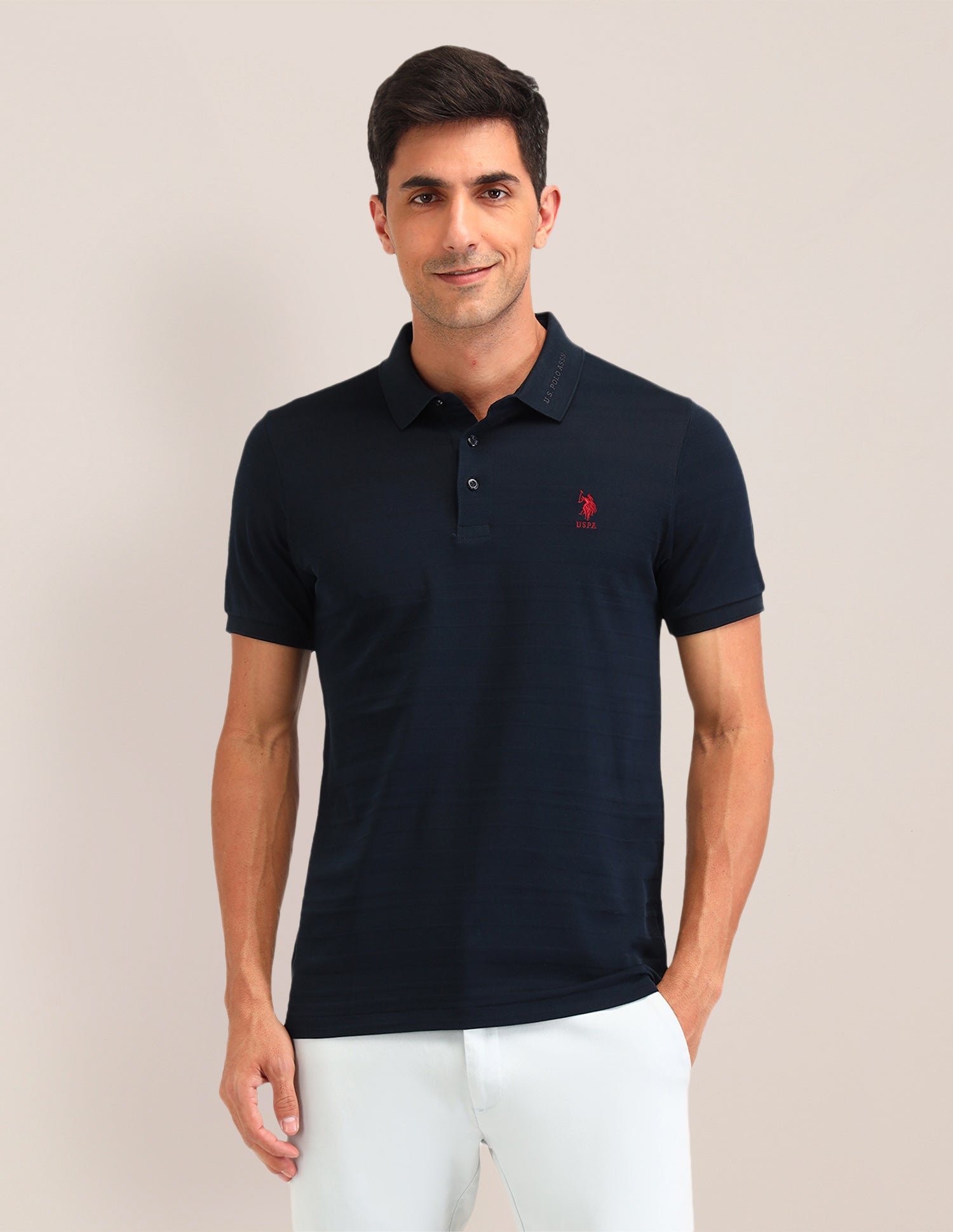 Horizontal Striped Slim Fit Polo Shirts Navy - U.S. Polo Assn. India | Large