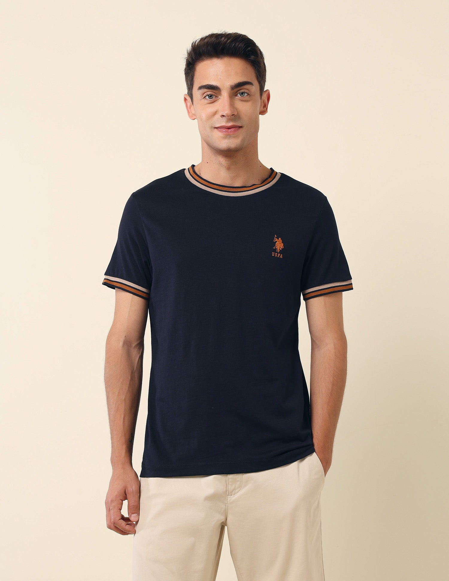 Pure Cotton Slim Fit T- Shirt Navy - U.S. Polo Assn. India | Large