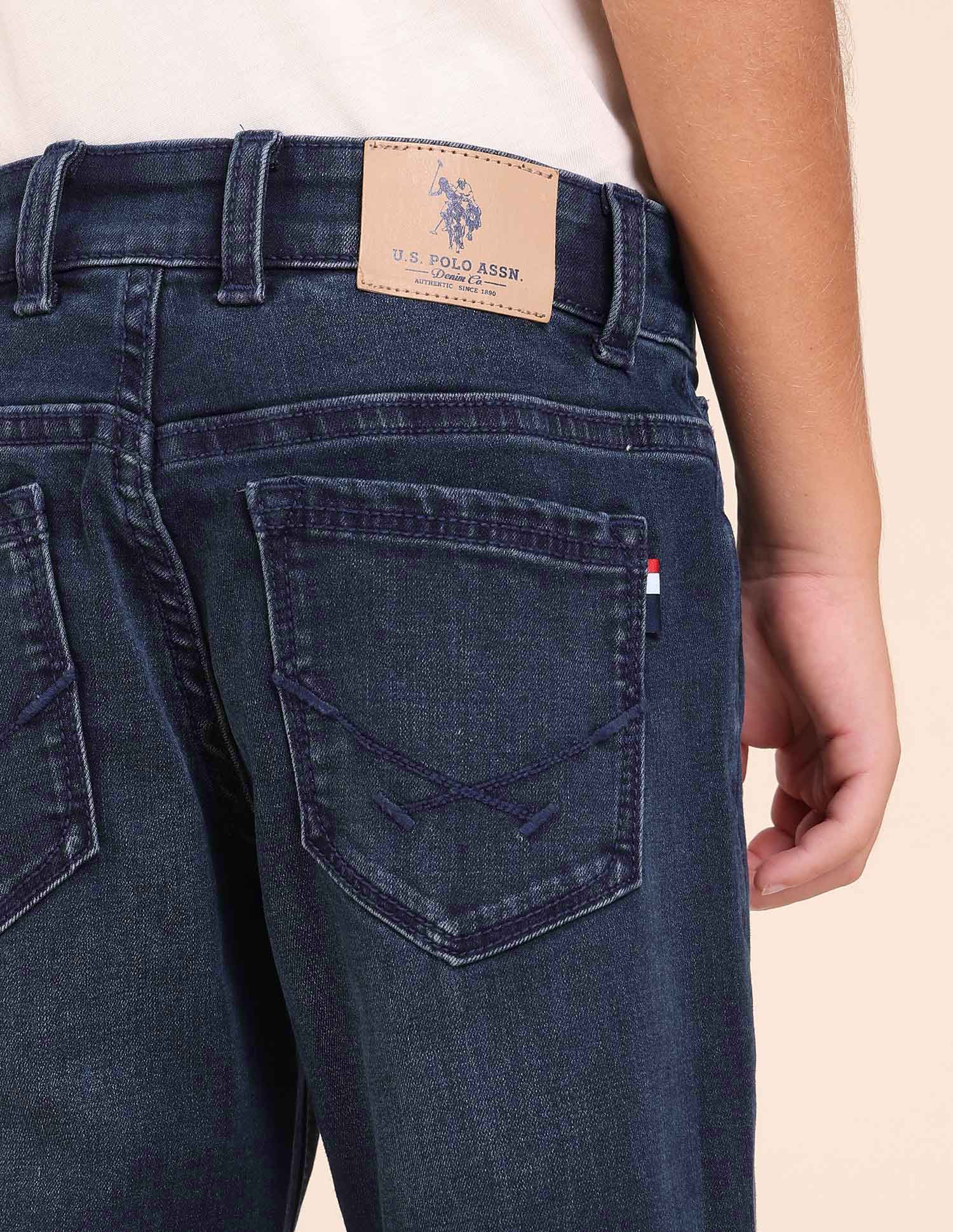 Boys Whiskered Relaxed Fit Jeans Dark Blue - U.S. POLO ASSN. | Large