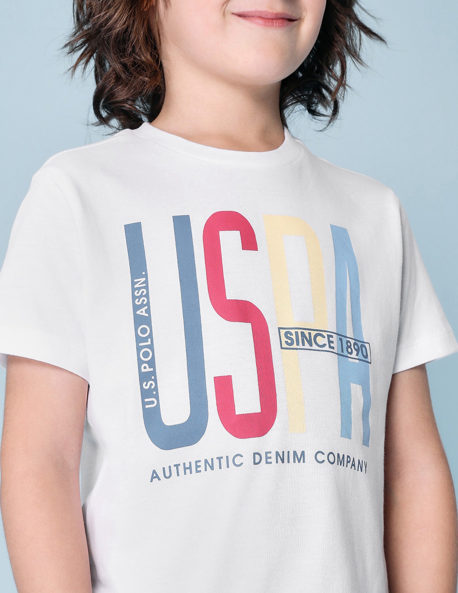 Boys Brand Printed Pure Cotton T-Shirt White - U.S. POLO ASSN. | Large