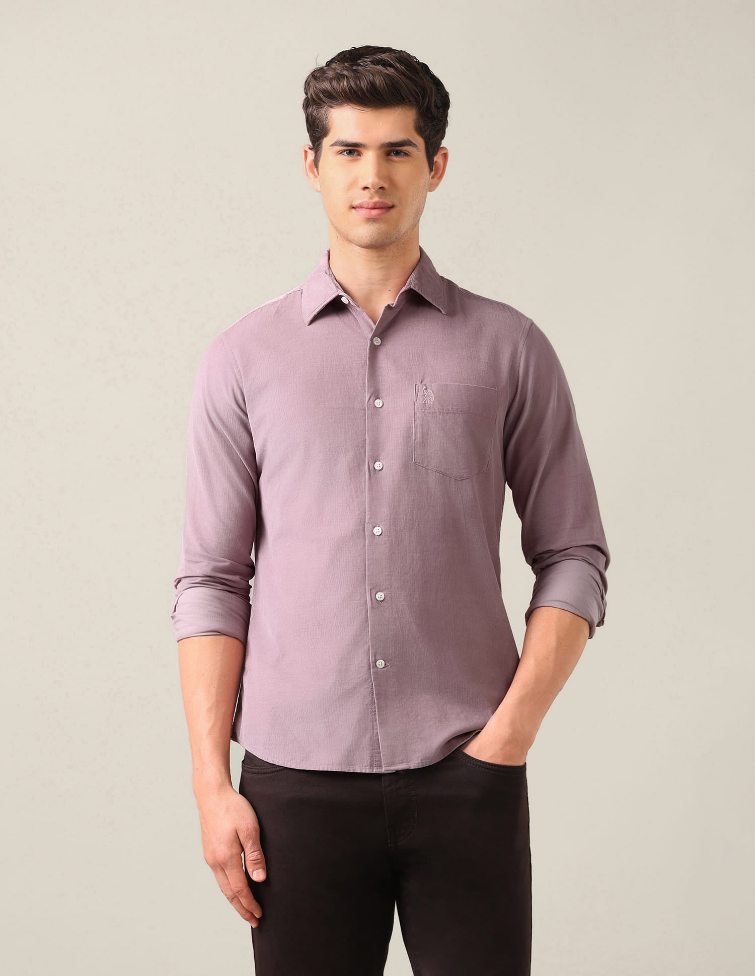 Tailored Fit Corduroy Shirt Pink - U.S. Polo Assn. India | Large