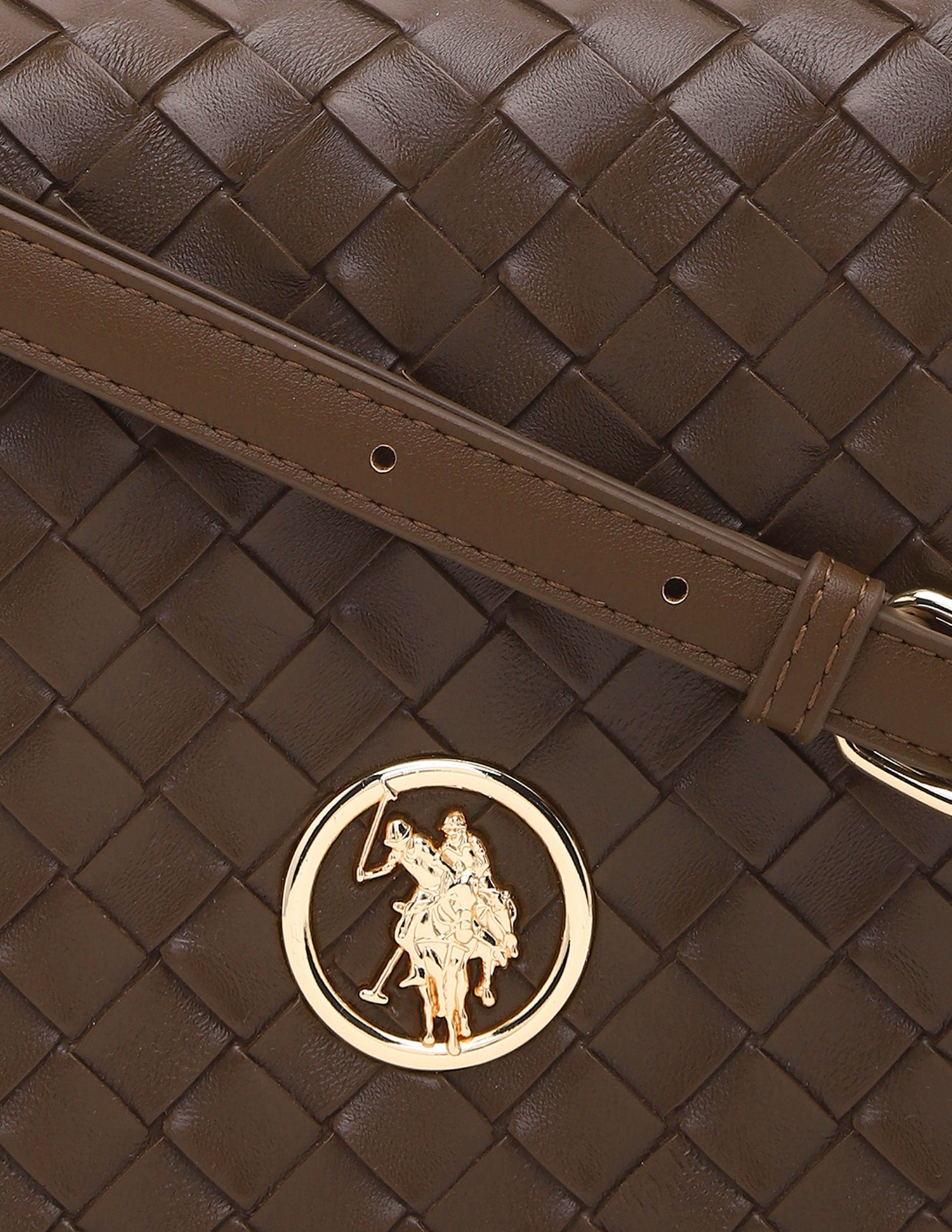 Women Angie Patterned Weave Crossbody Bag Brown - U.S. POLO ASSN. | Large