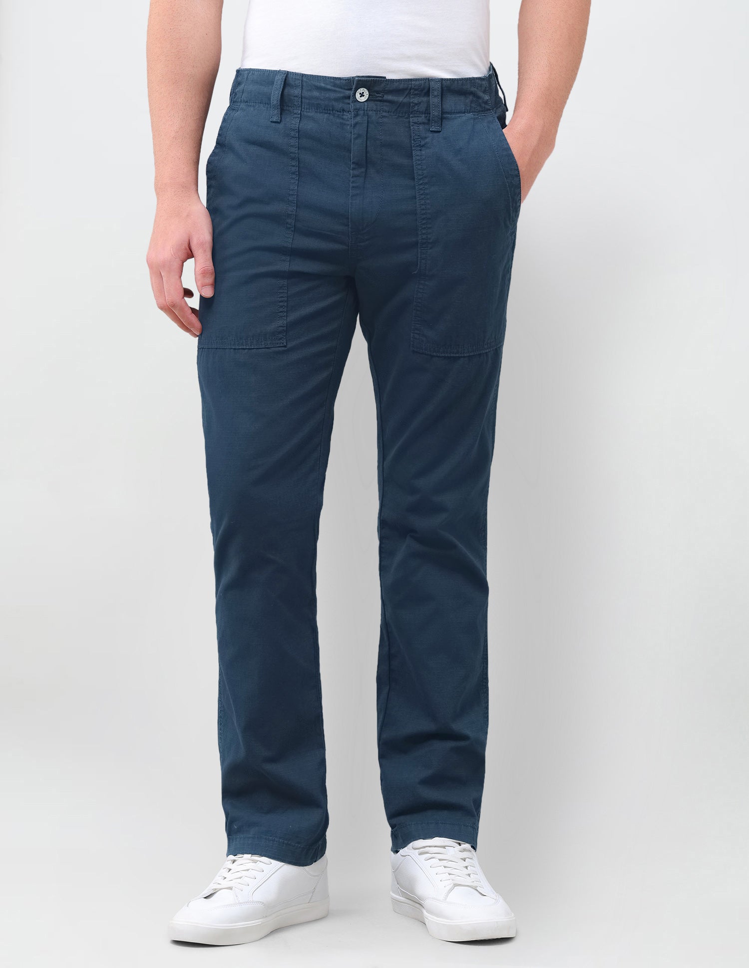 Harold Slim Straight Fit Mid Rise Trouser Navy - U.S. Polo Assn. India | Large