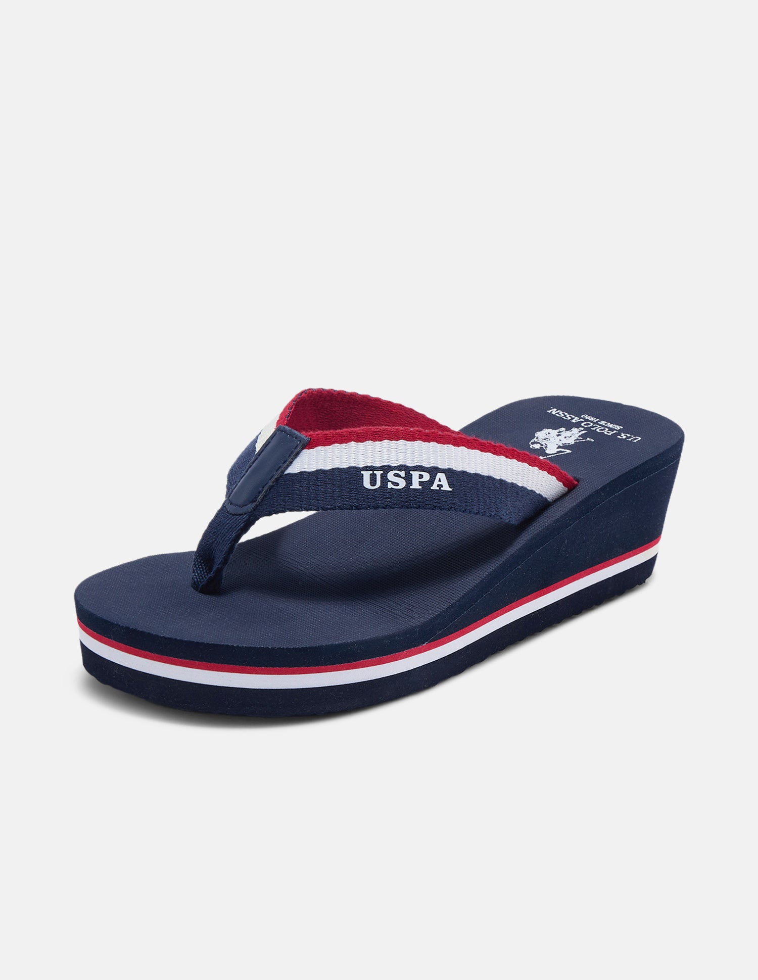 Saray Striped Flip Flop Wedge Sandals Navy - U.S. Polo Assn. India | Large