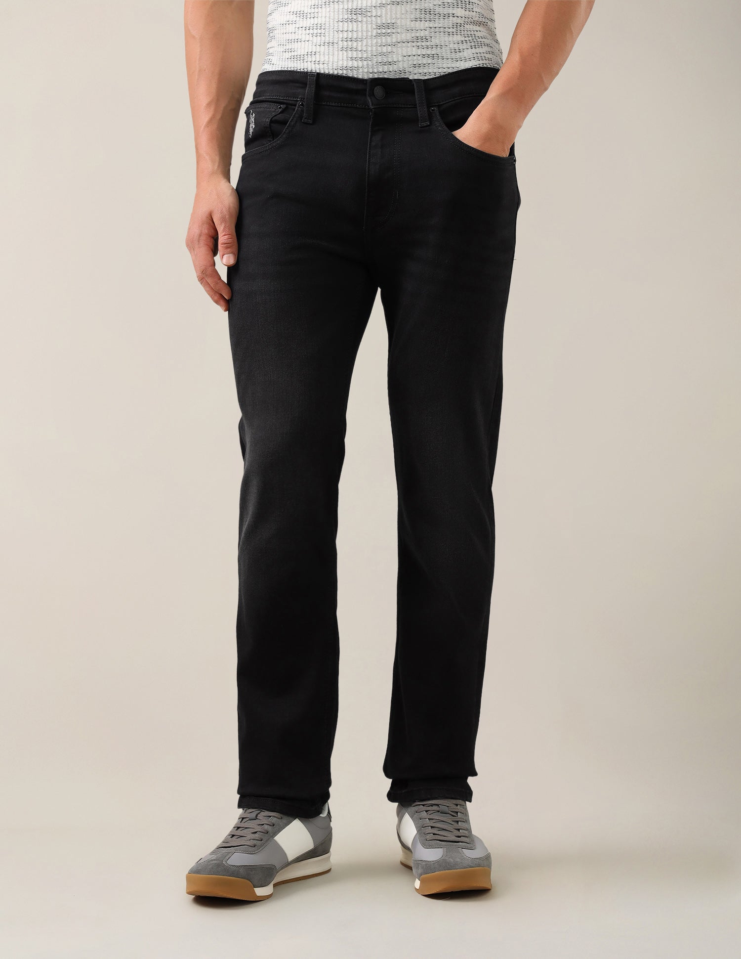 Harold Slim Straight Fit Black Jeans Washed Black - U.S. Polo Assn. India | Large