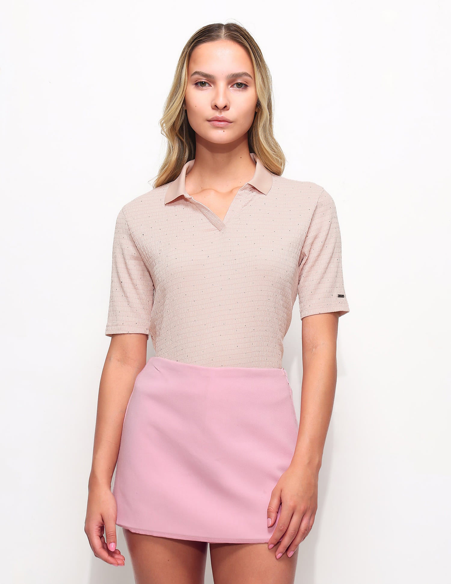 Embellished Textured Polo Shirt Pink - U.S. Polo Assn. India | Large