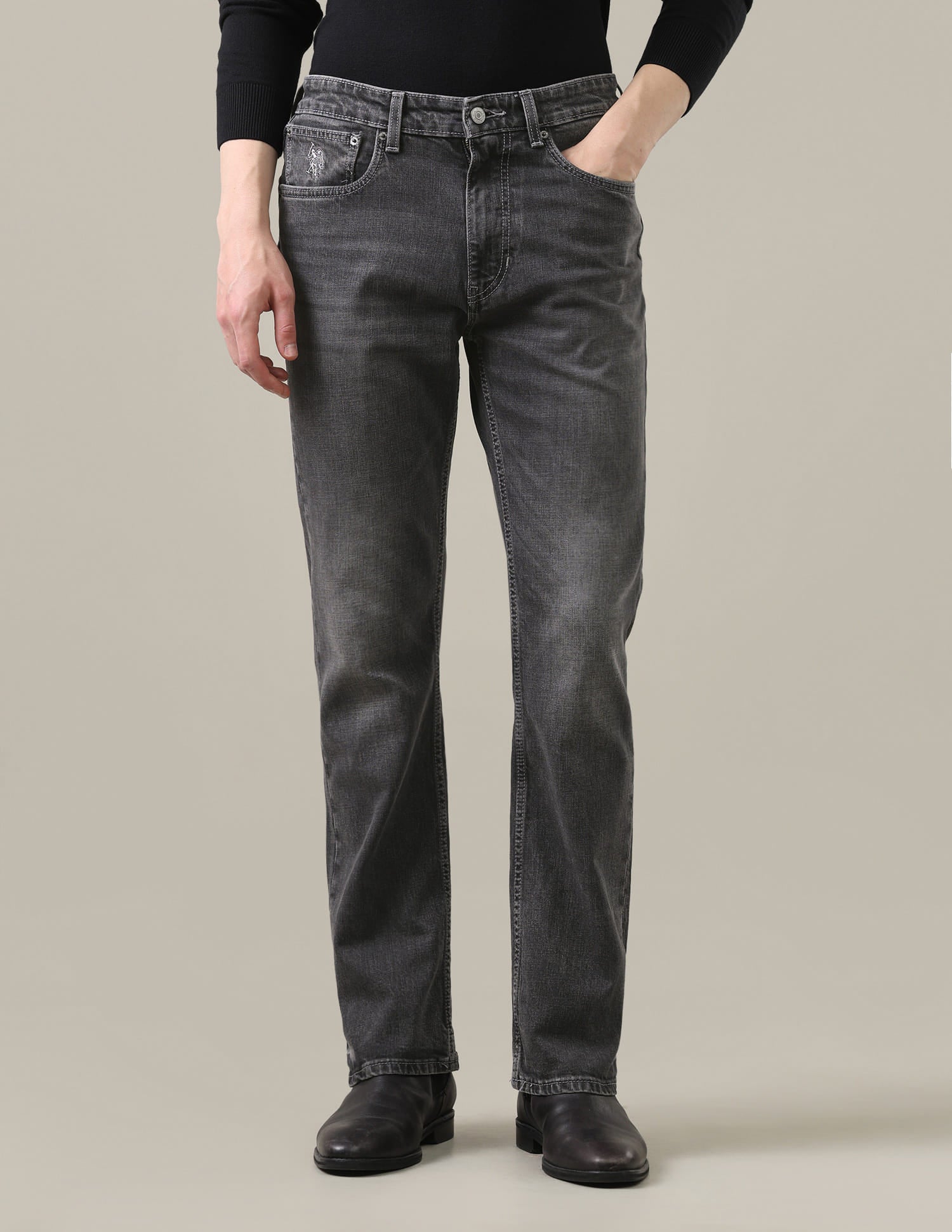 Connor Bootcut Fit Black Jeans Grey - U.S. Polo Assn. India | Large