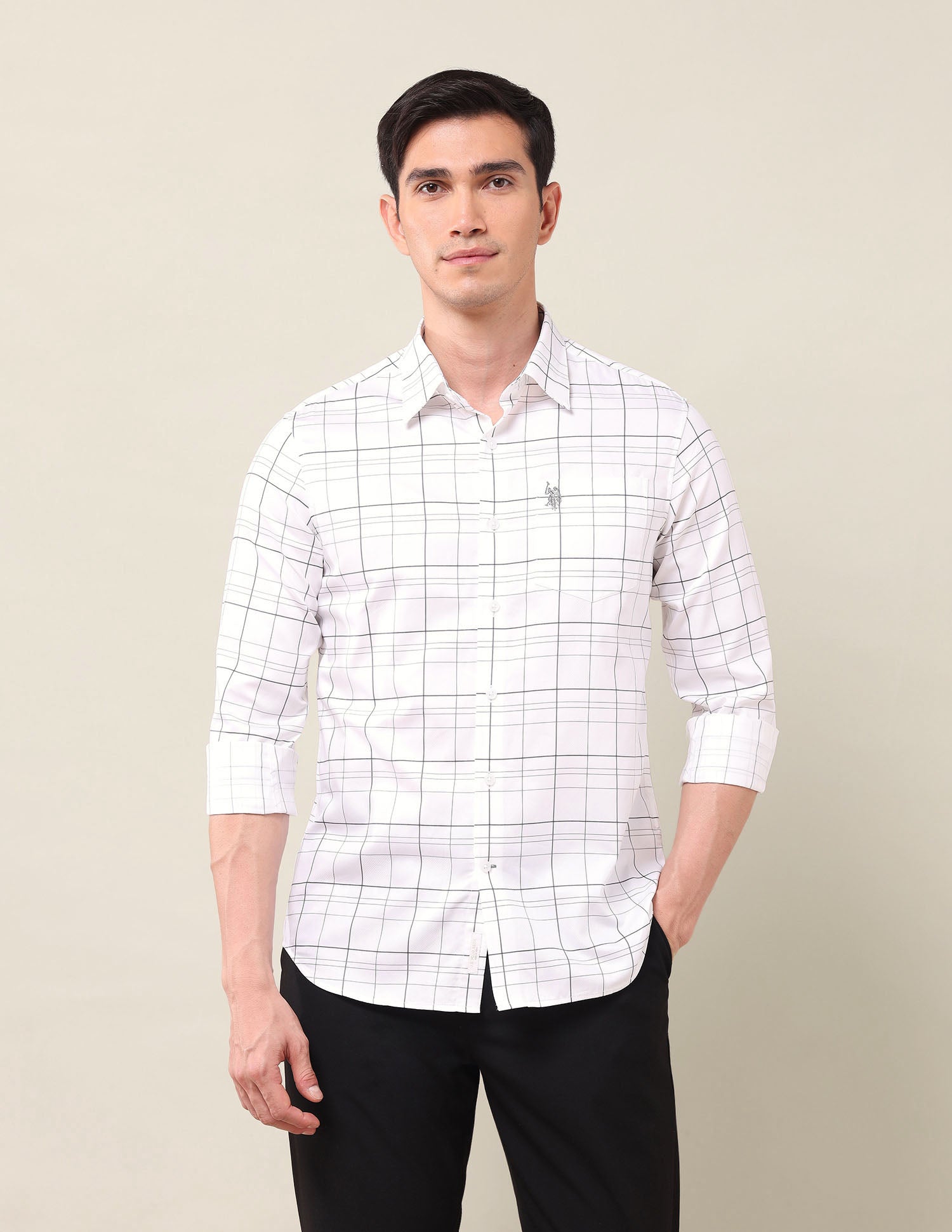 Tailored Fit Satin Shirt White - U.S. Polo Assn. India | Large