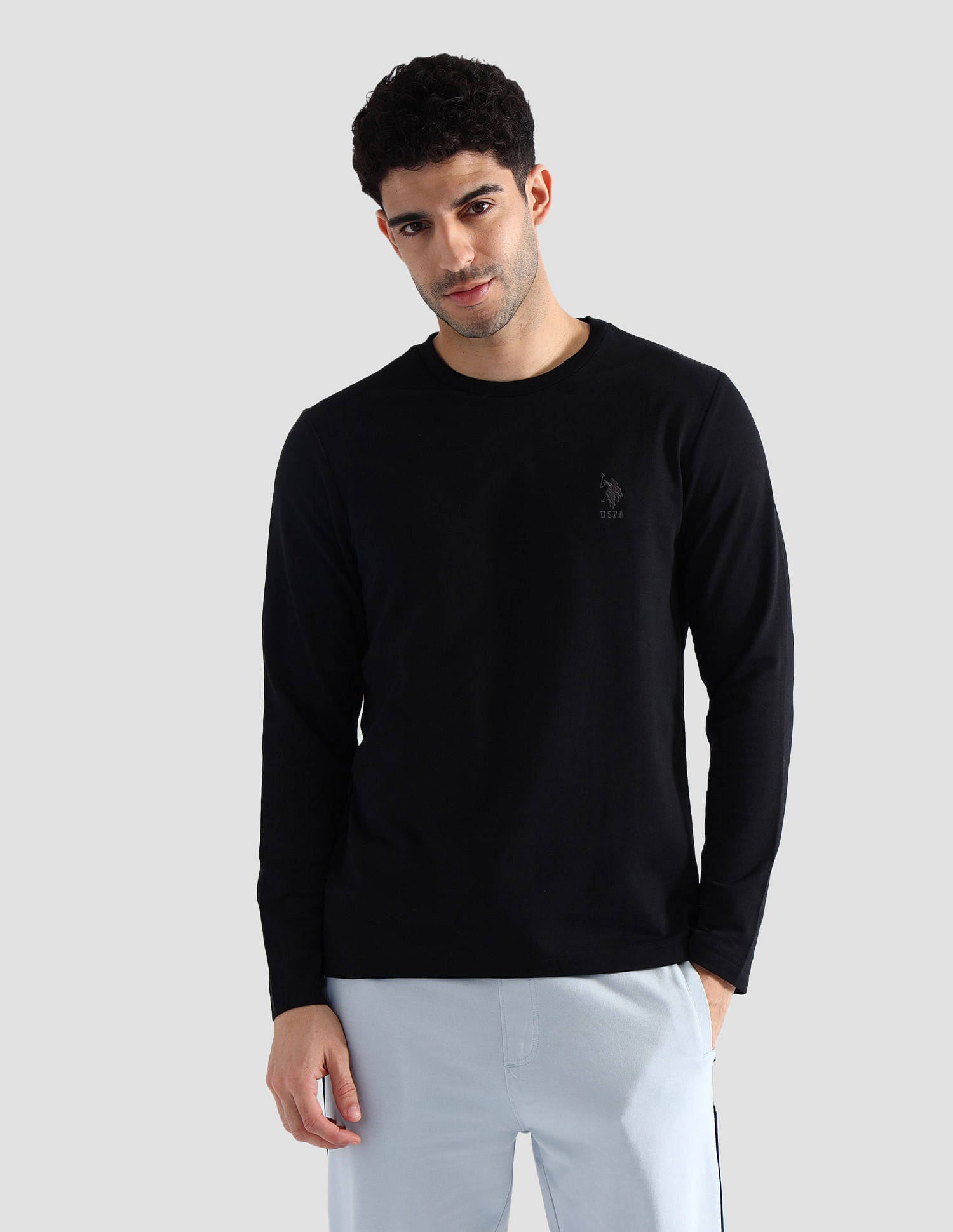 Round Neck Cotton Lounge T-Shirt Black - U.S. POLO ASSN. | Large