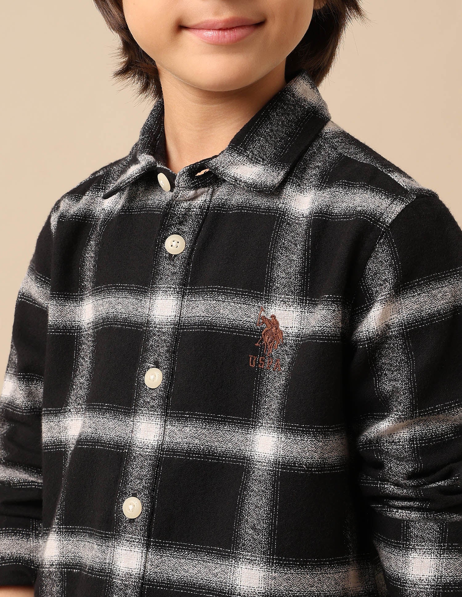 Boys All Over Printed Pure Cotton Shirt Black - U.S. POLO ASSN. | Large