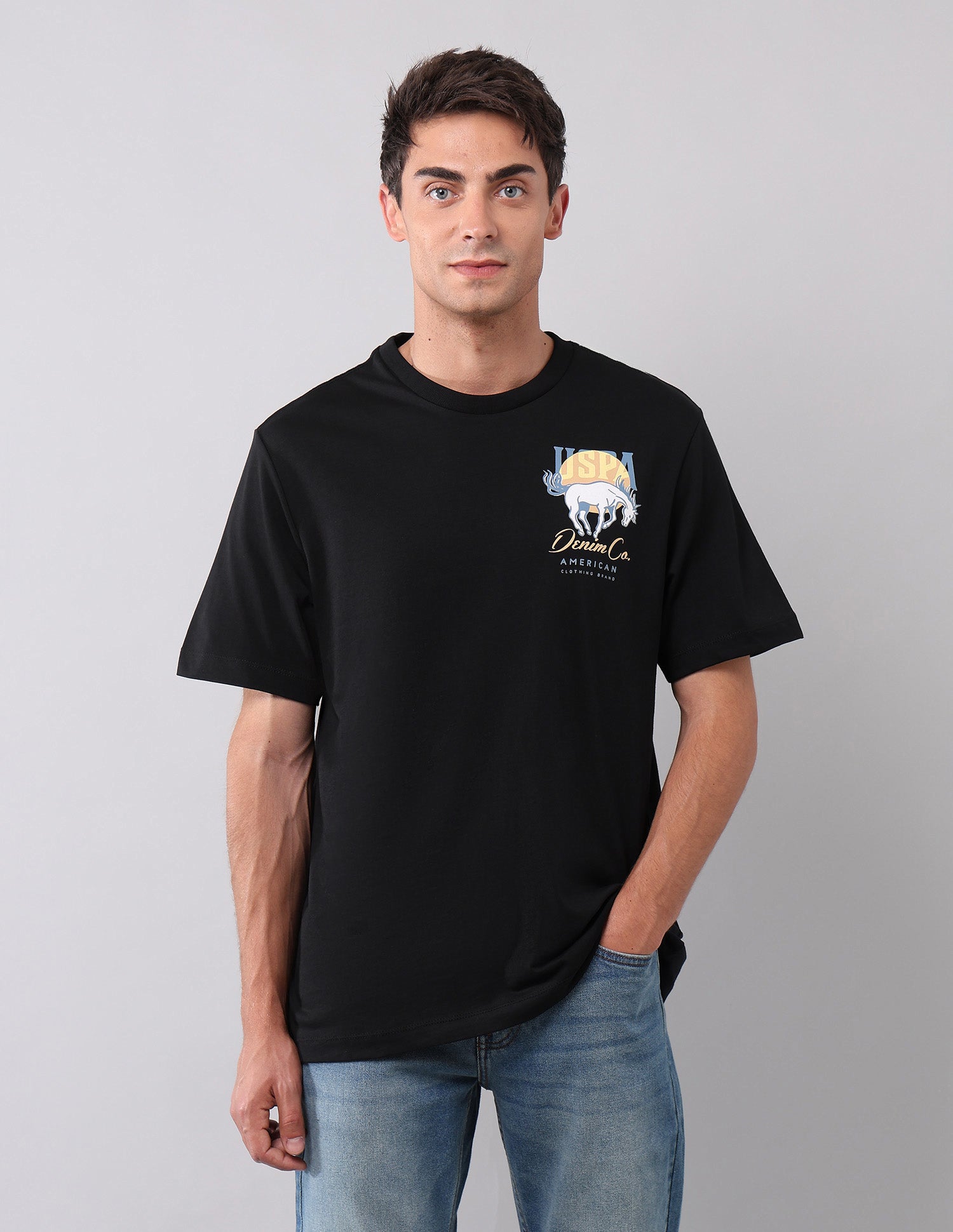 Brand Printed Muscle Fit T-Shirt Black - U.S. POLO ASSN. | Large