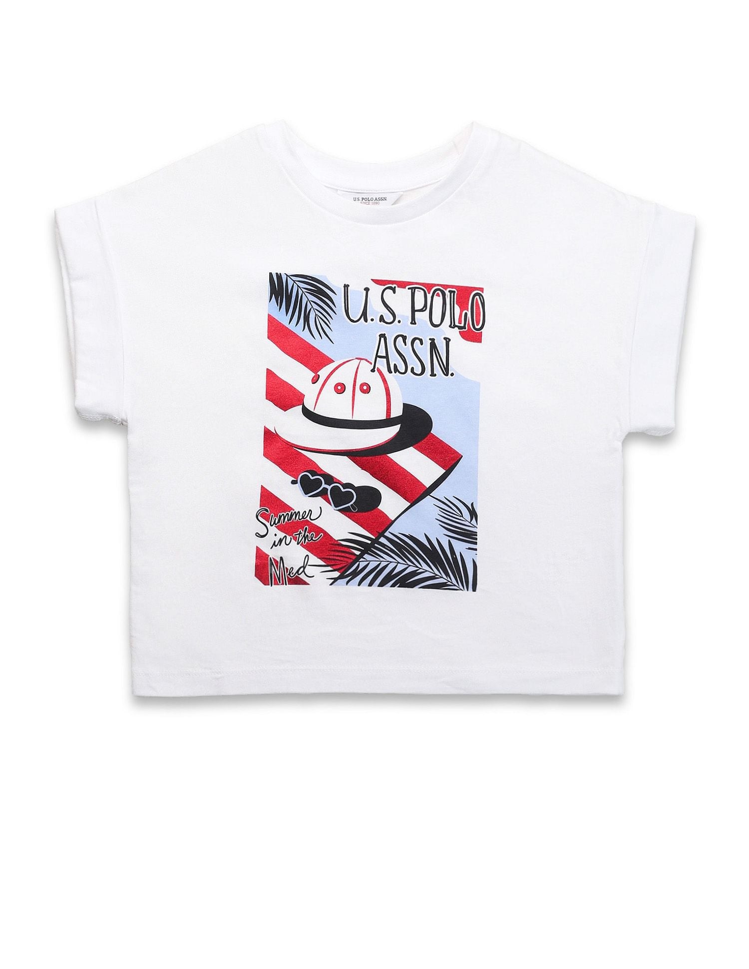 Girls Resort Graphic Cotton T-Shirt White - U.S. POLO ASSN. | Large