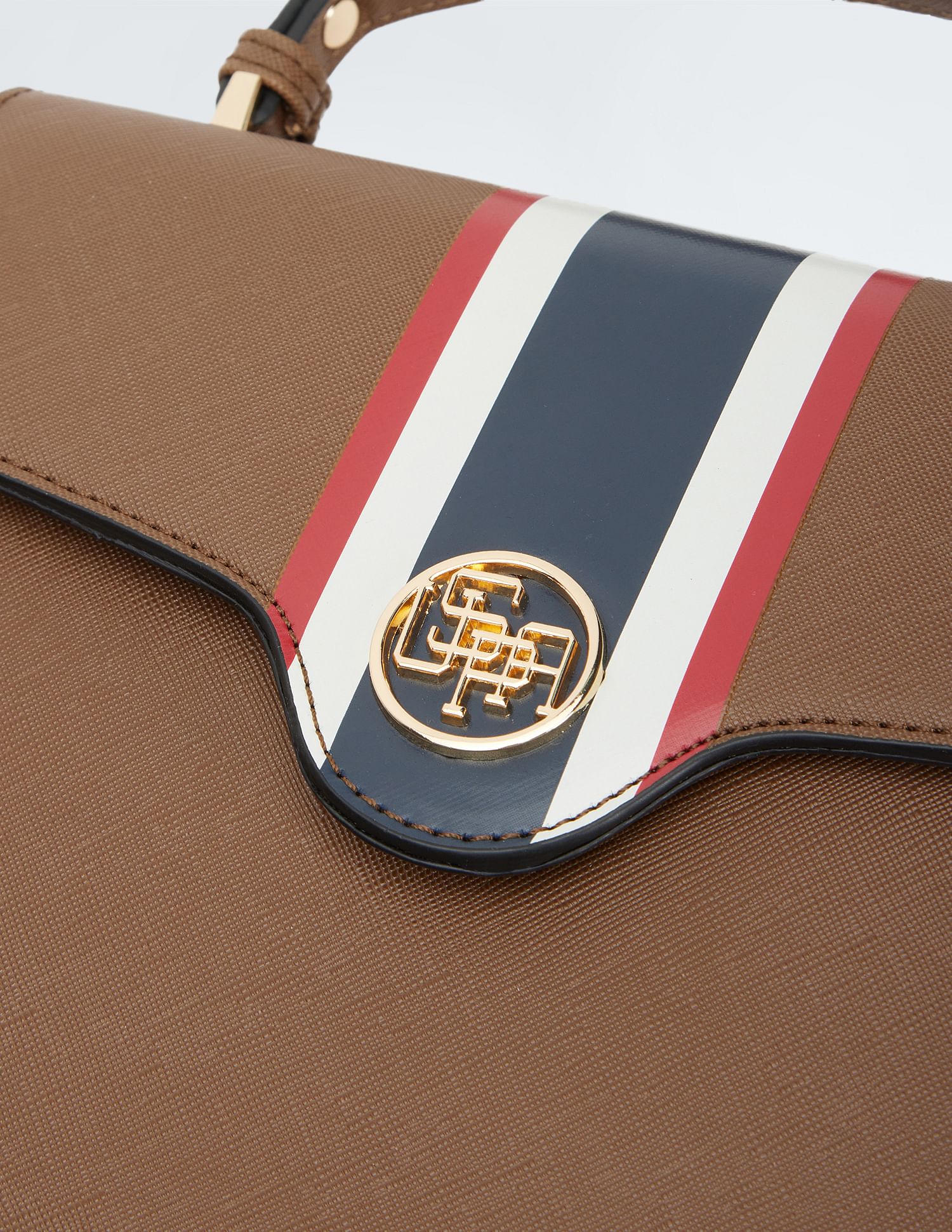 Signature Stripe Structured Sling Bag Brown - U.S. POLO ASSN. | Large