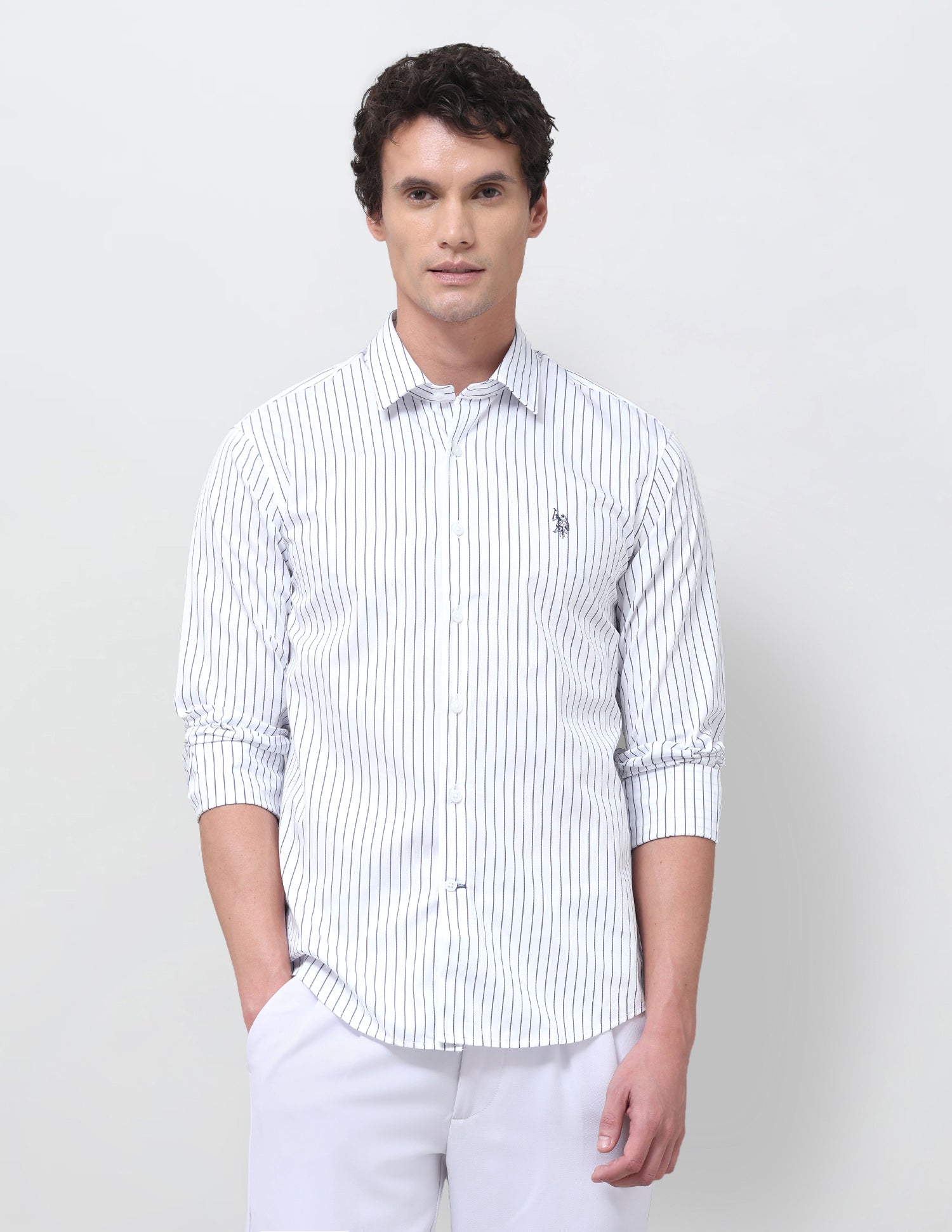 Vertical Striped Regular Fit Shirt Blue - U.S. Polo Assn. India | Large