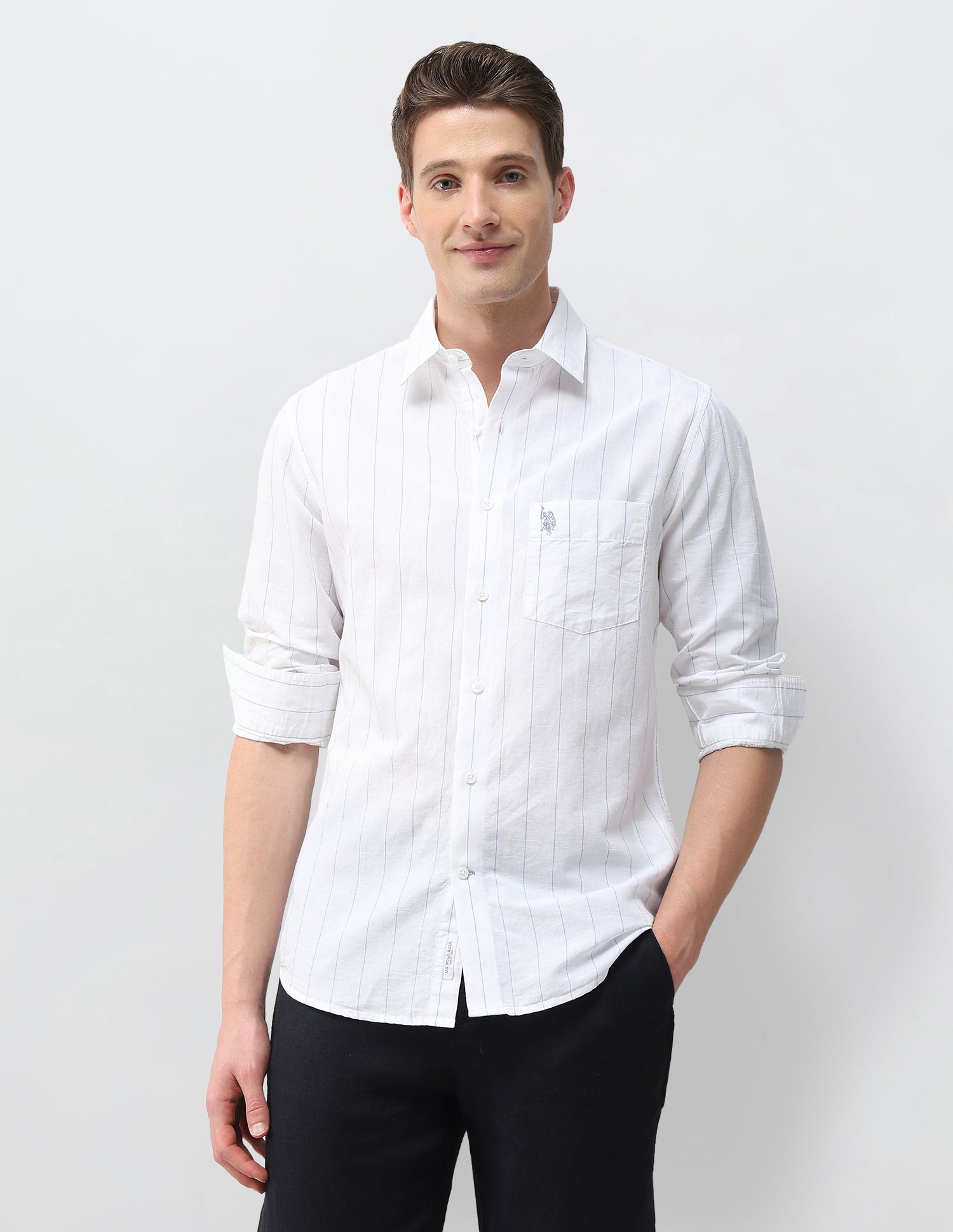 Pacho X Vertical Striped Regular Fit Shirt Blue - U.S. Polo Assn. India | Large