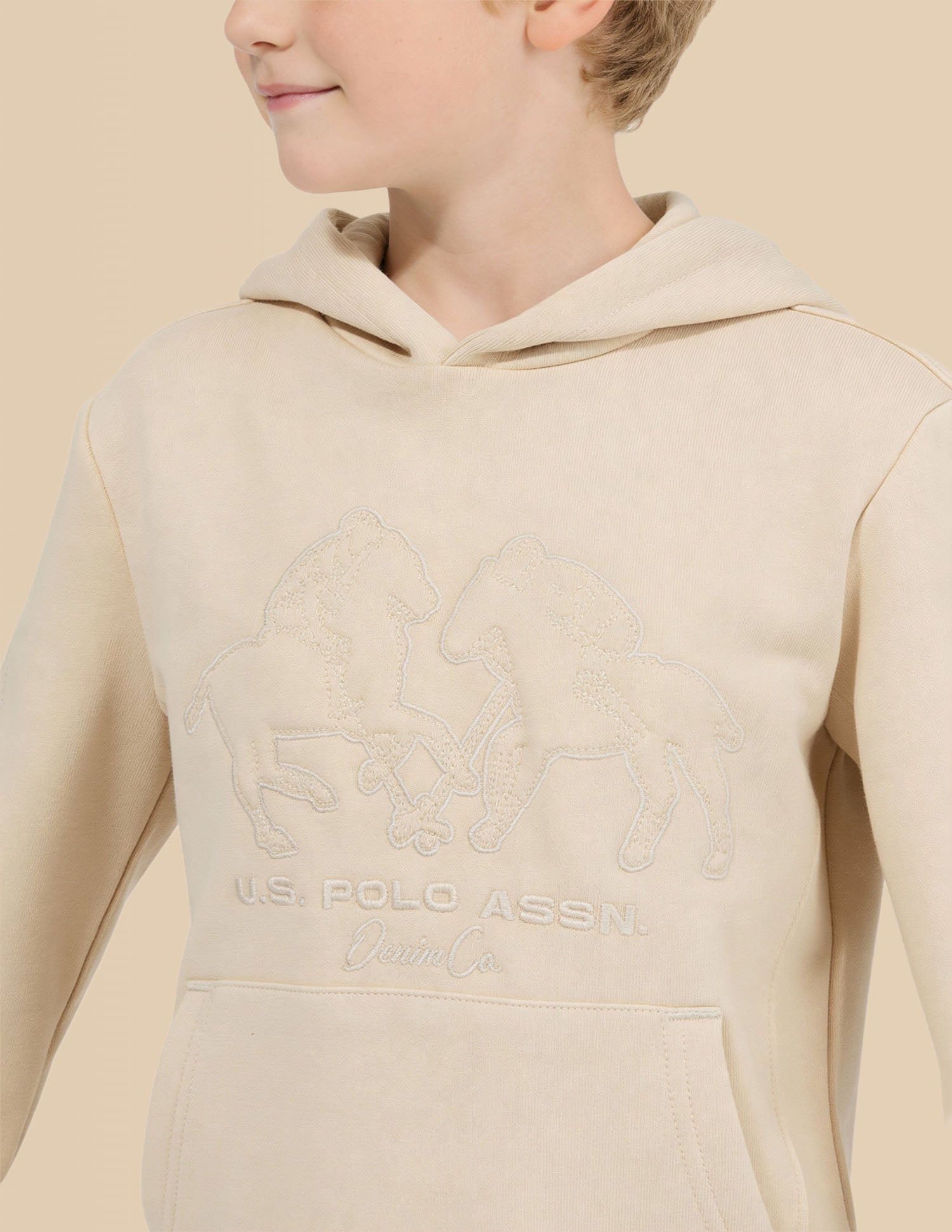 Boys Mini Me Embroidered Sweatshirt Beige - U.S. Polo Assn. India | Large