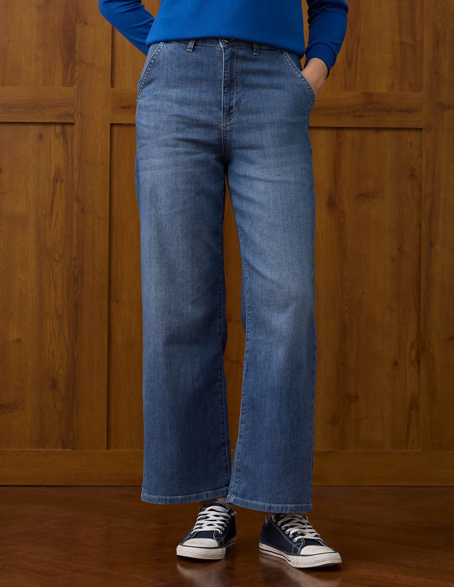 High Rise Wide Leg Fit Jeans Blue - U.S. POLO ASSN. | Large