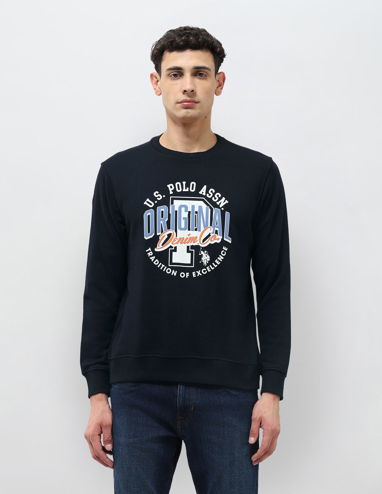 Graphic Brand Printed Regular Fit Sweatshirt Navy - U.S. POLO ASSN. | Large