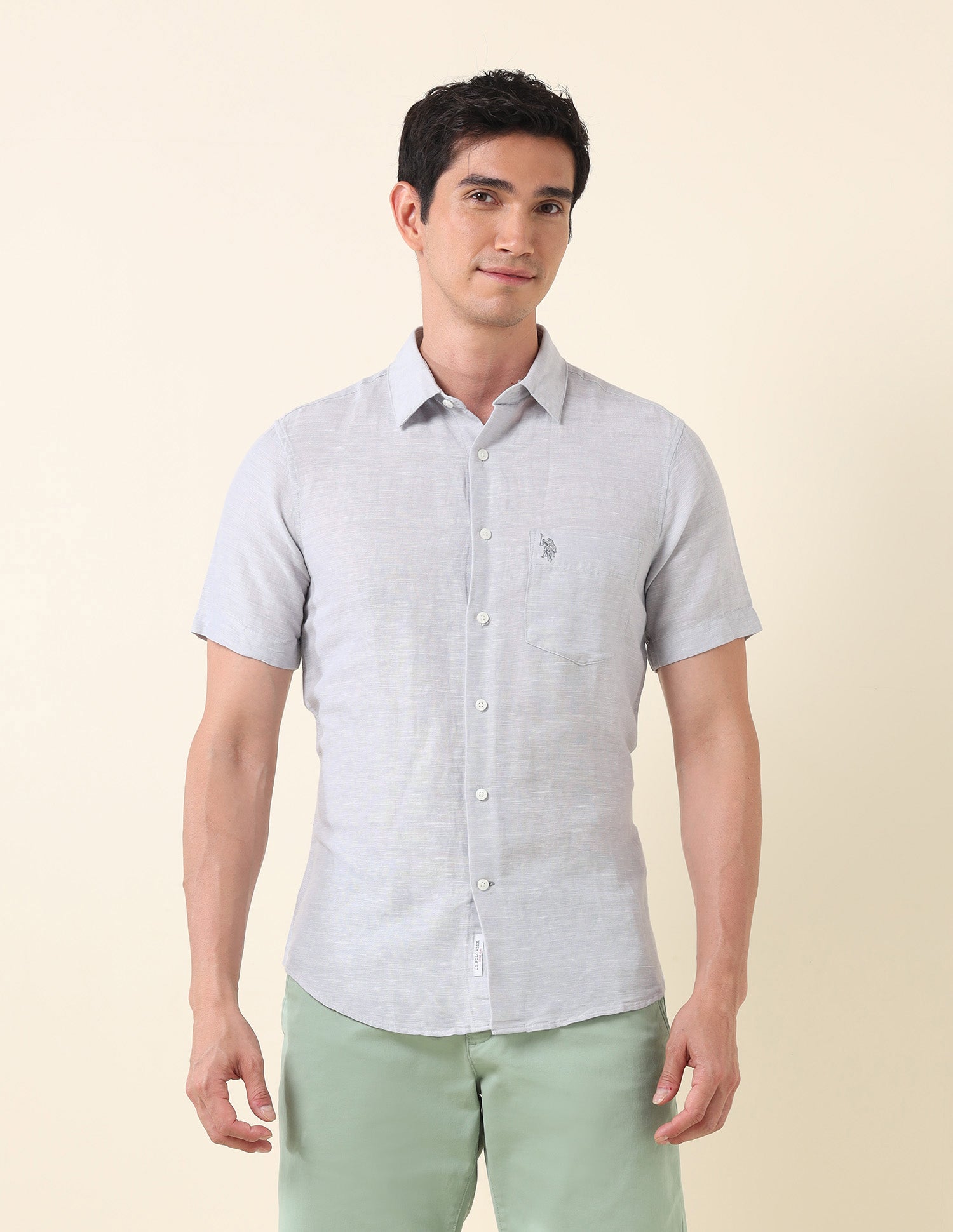 Textured Tailored Fit Shirt Grey - U.S. POLO ASSN. | Large