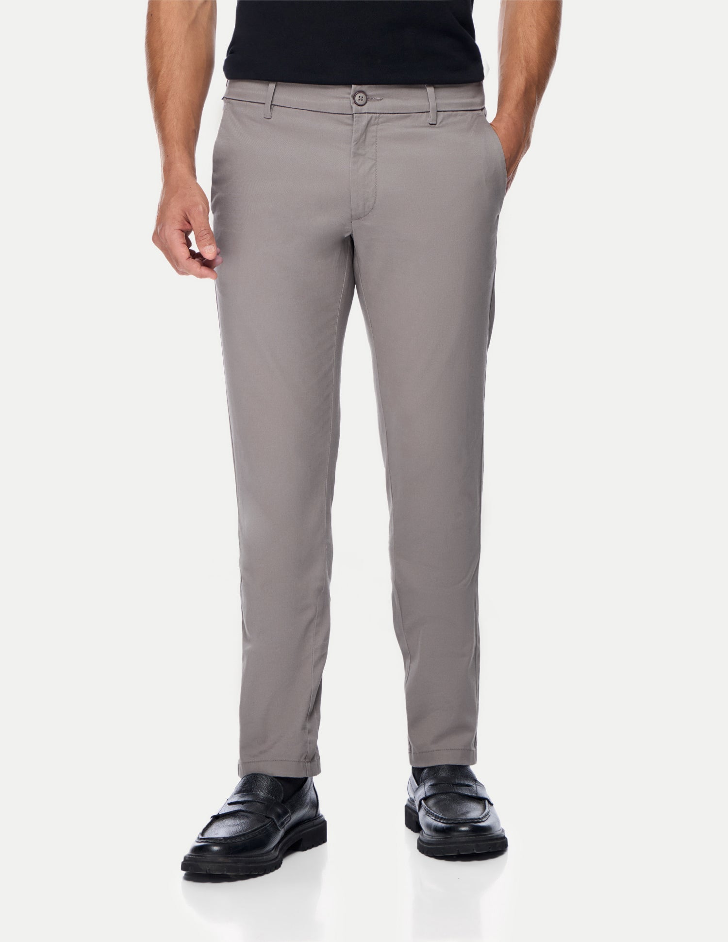 Denver Slim Fit Twill Trousers Taupe Grey - U.S. Polo Assn. India | Large