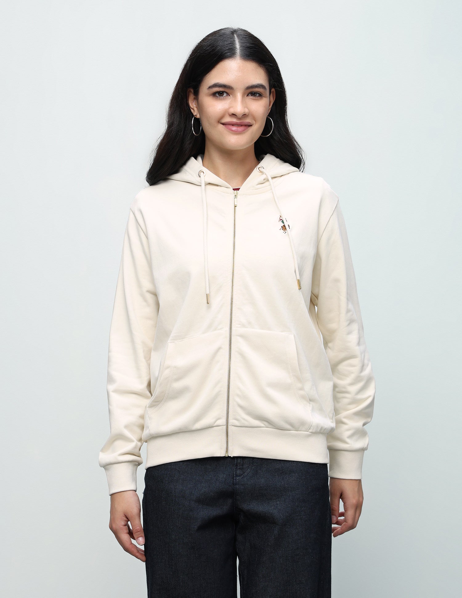 Solid Regular Fit Sweatshirt Ecru - U.S. Polo Assn. India | Large