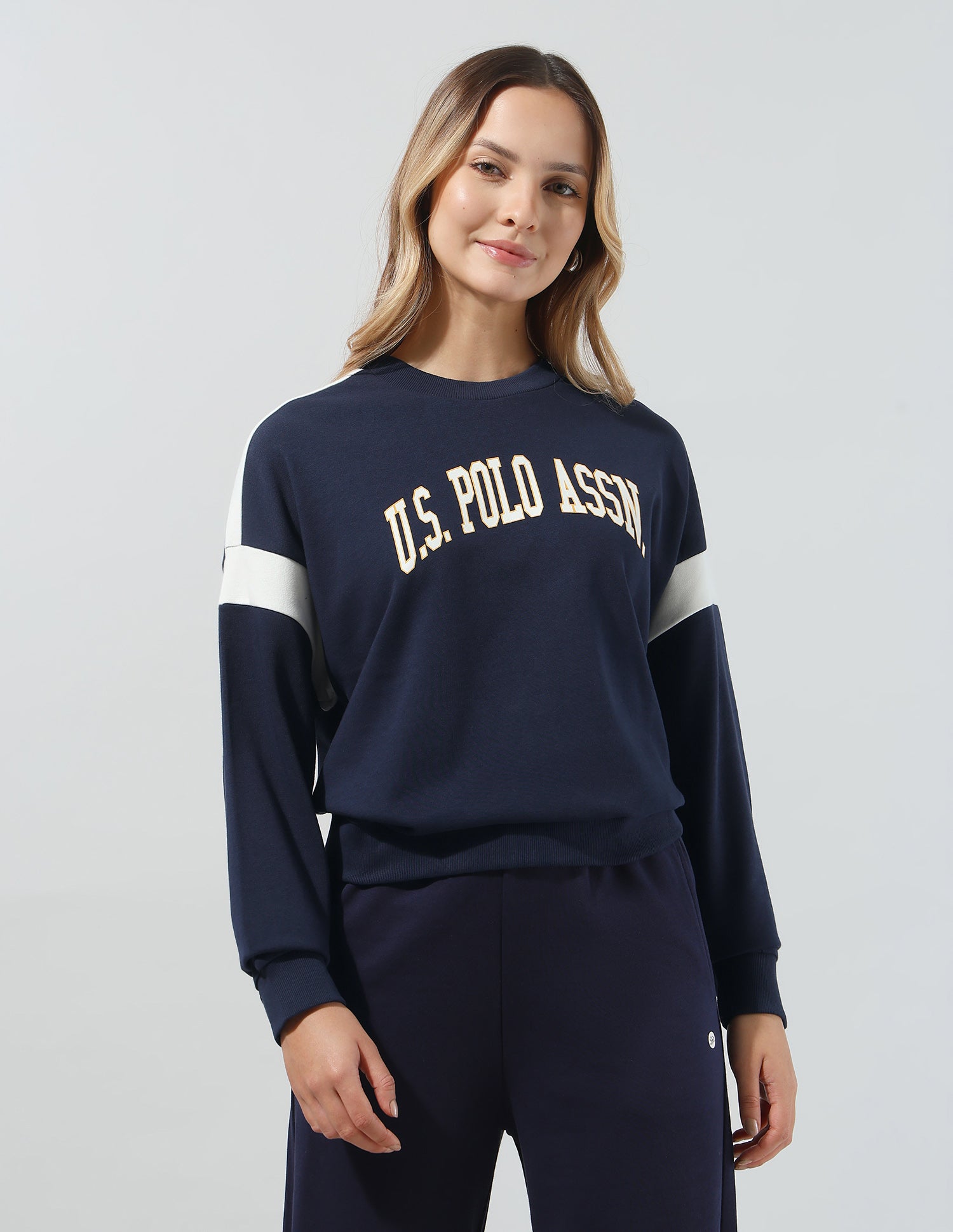 Brand Printed Boxy Fit Sweatshirt Navy - U.S. Polo Assn. India | Large