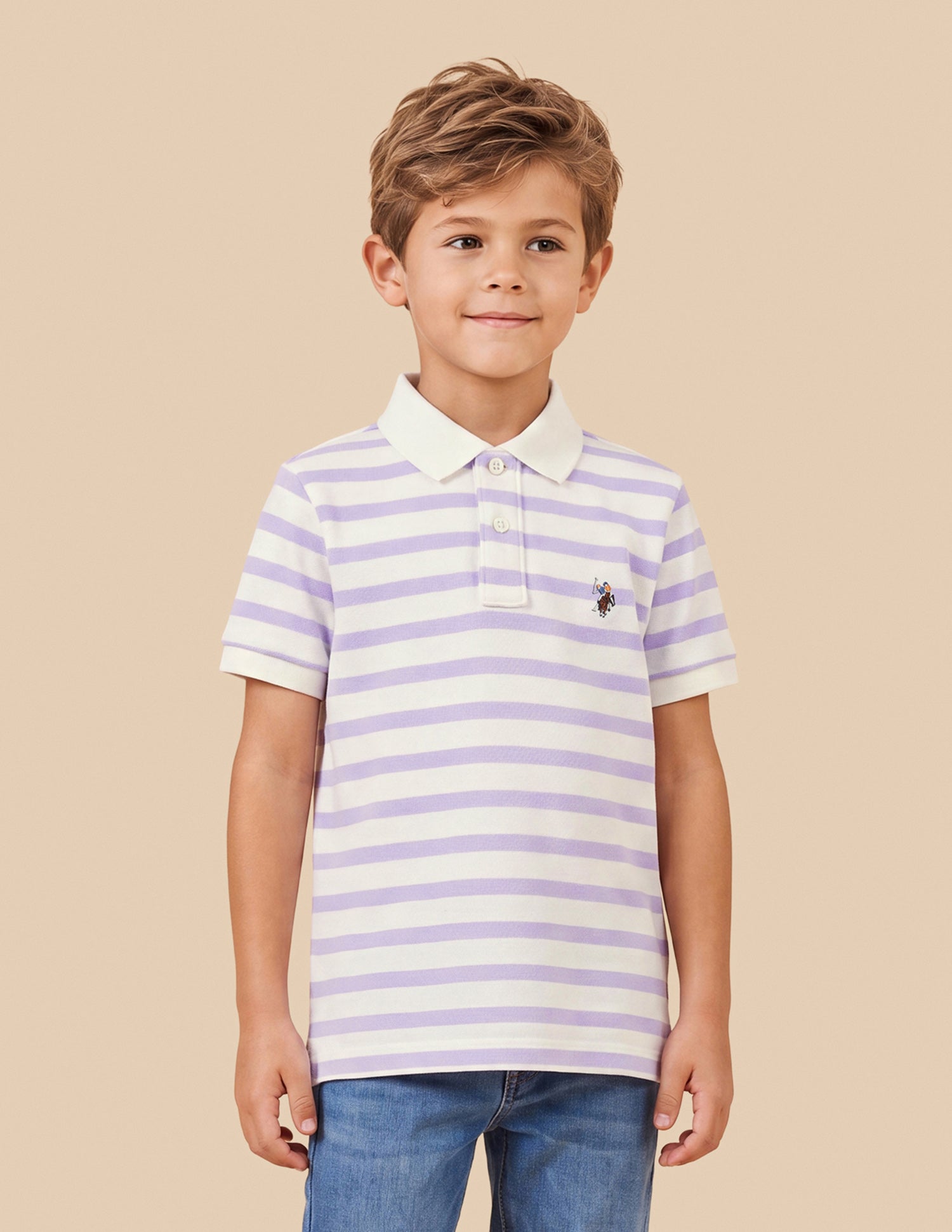 Horizontal Striped Regular Fit Polo Shirt Purple - U.S. Polo Assn. India | Large