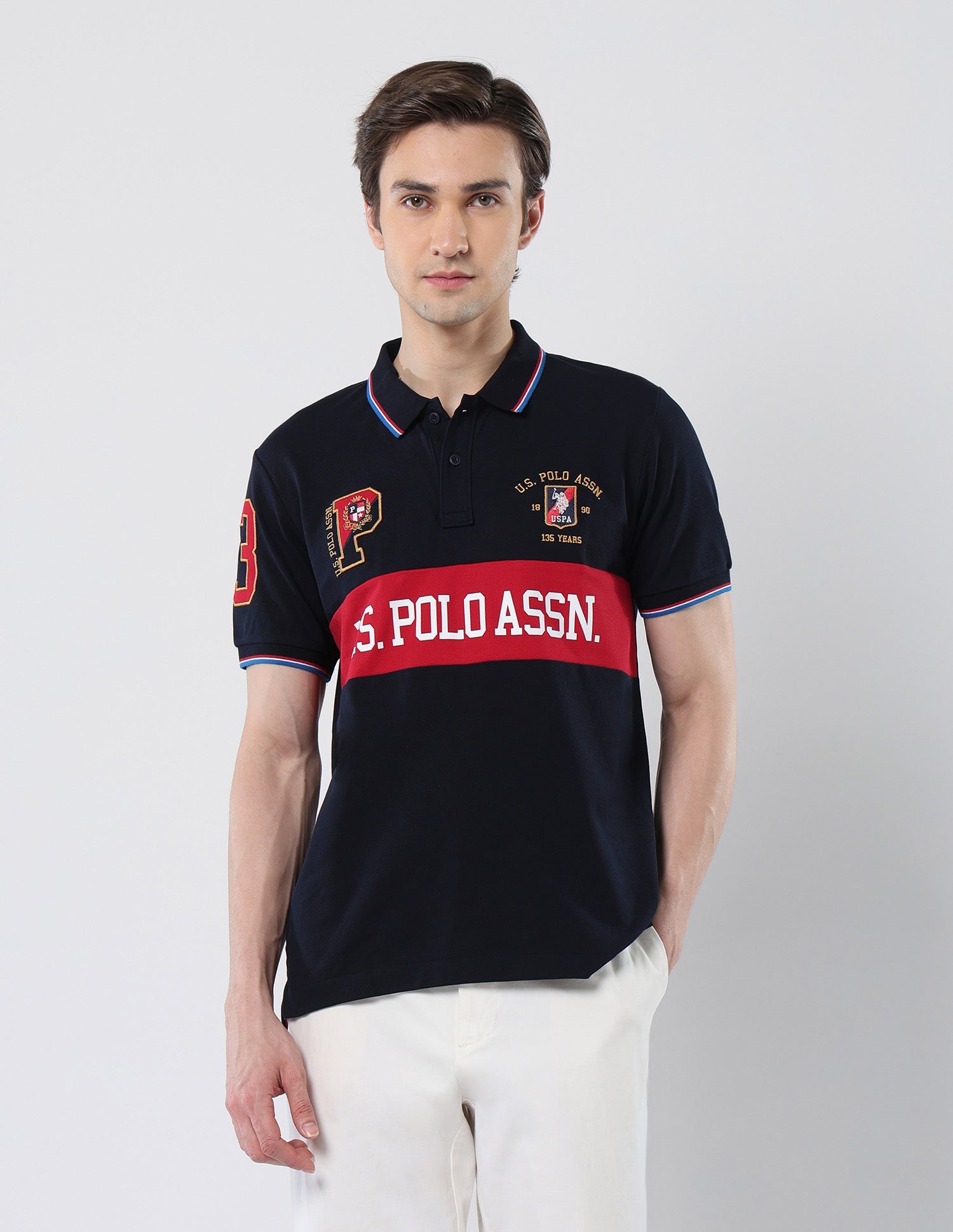 Brand Printed 135 Anniversary Polo Shirt Navy - U.S. Polo Assn. India | Large