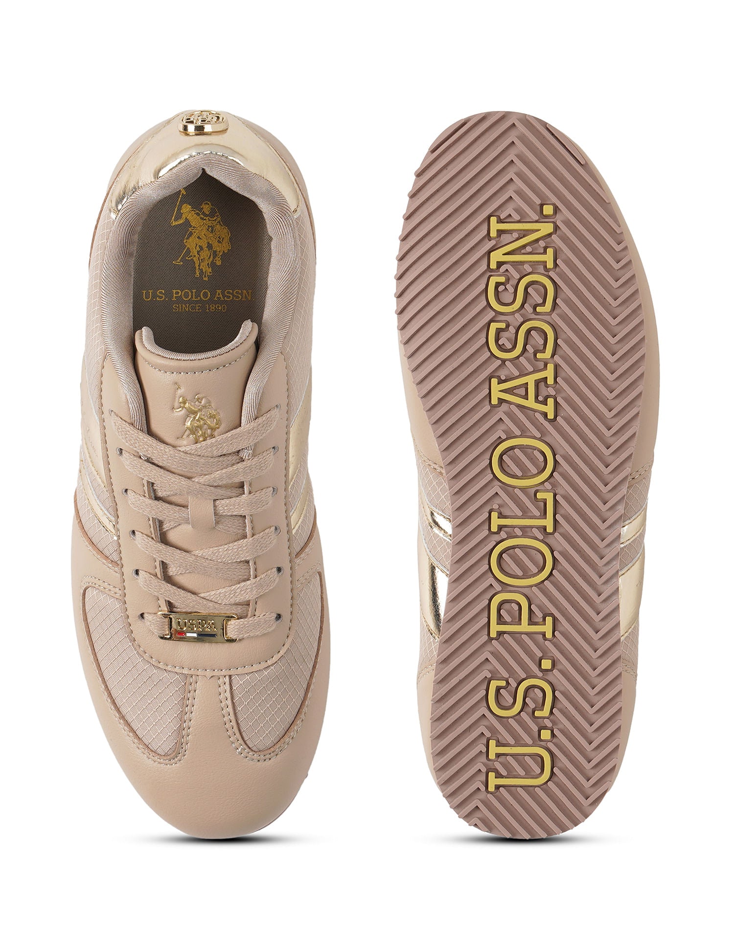 Women Lace Ups Logo Nemsy 2.0 Sneakers Beige - U.S. POLO ASSN. | Large
