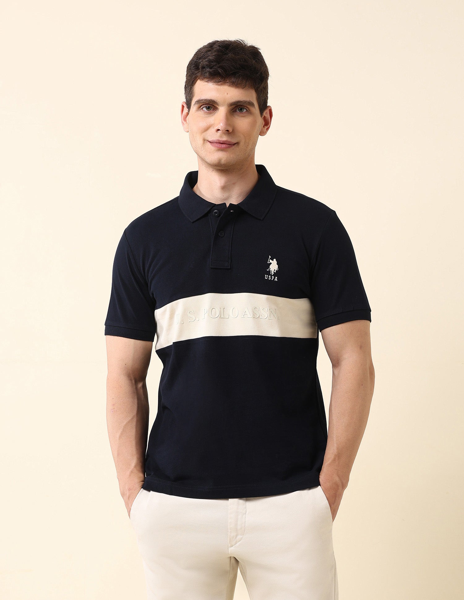 Brand Embossed Classic Polo Shirt Navy - U.S. POLO ASSN. | Large