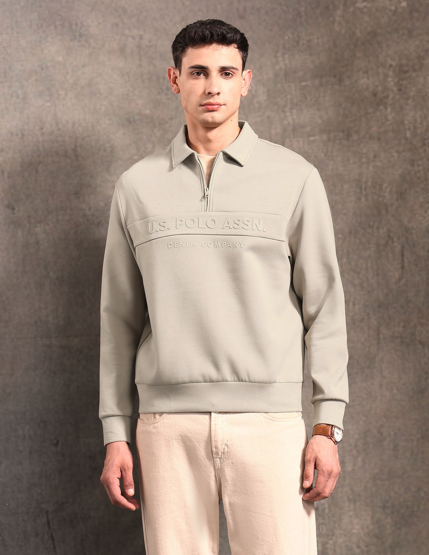 Black & Gold Regular Fit Sweatshirt Beige - U.S. POLO ASSN. | Large